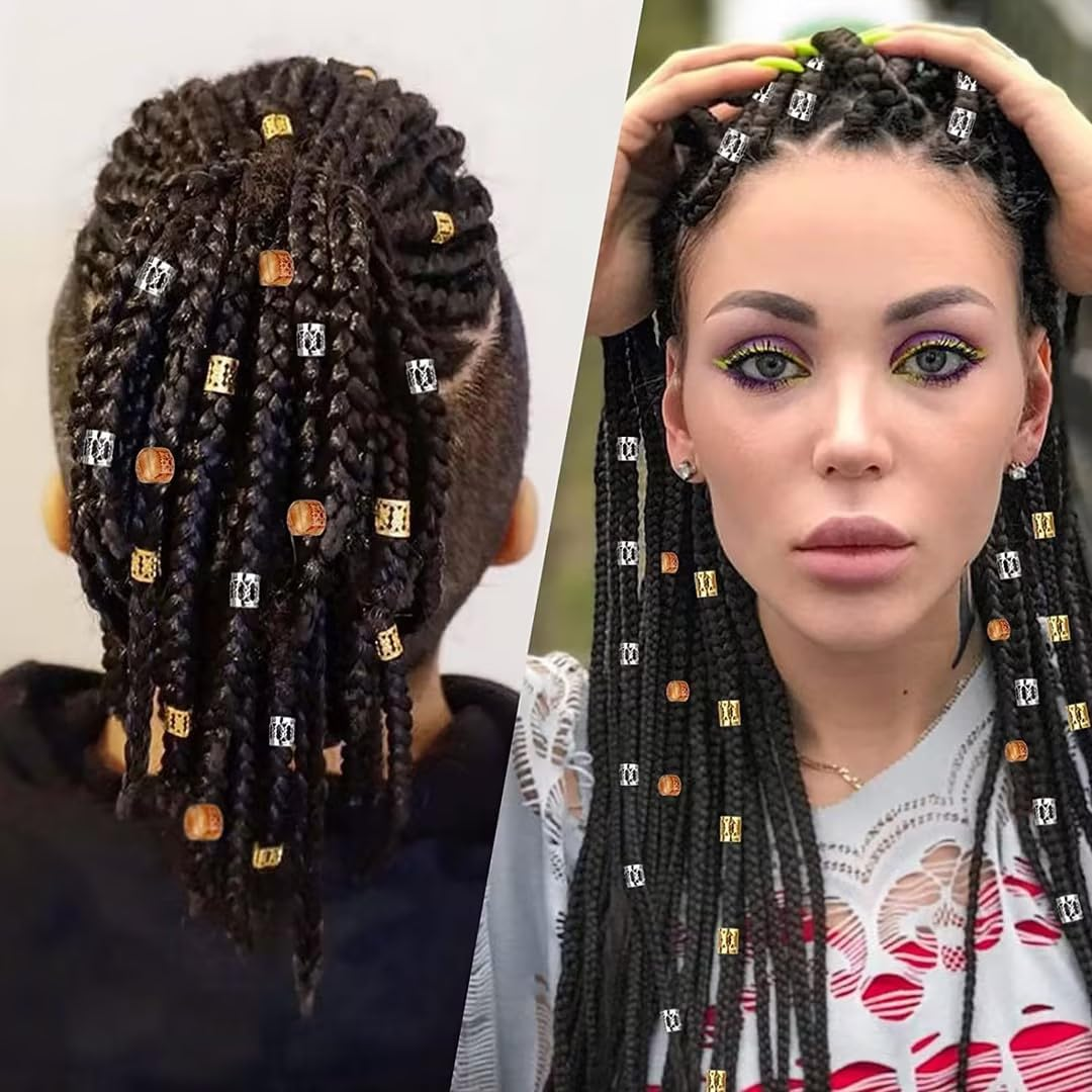 ZANZER 241 Pcs Hair Beads for Hair Braids Set, Hair Jewelry Metal Gold Braids Rings Cuffs Clips , Metal Hair Adornments, Gold Silver Hair Rings Accessories , Hair Charms Braid for Unique and Stylish Hairdos (Gold + Silver) - Gold + Silver image number 6