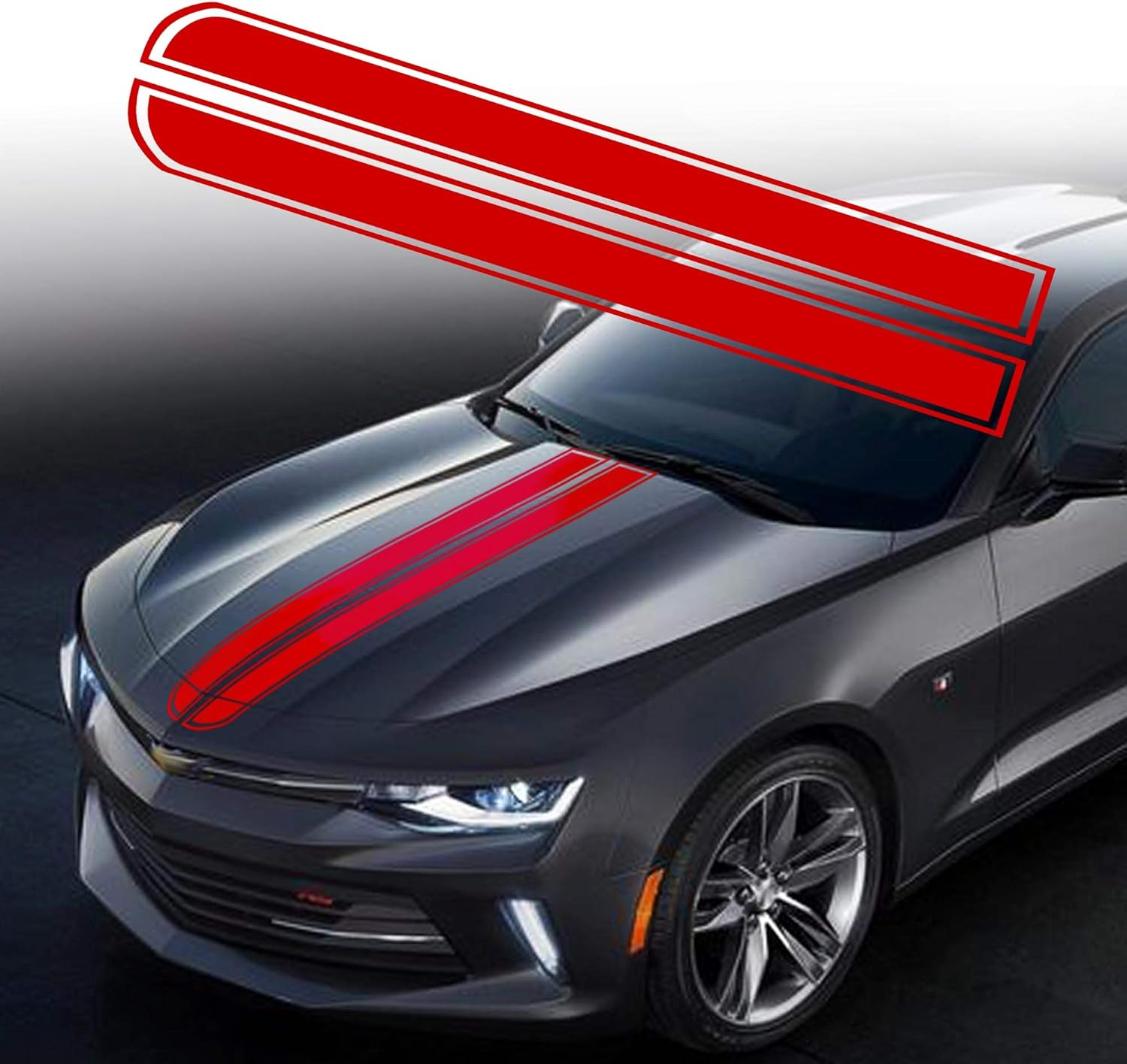 TOMALL 49"X 8.7" Car Hood Stripe Sticker - Auto Racing Body Side Decal, Skirt Roof Hood Bumper Vinyl Modified Decoration for Car (White) image number 4