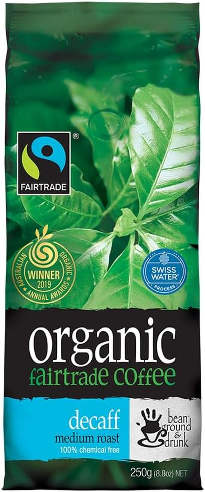 Bean Ground & Drunk Coffee Beans Decaff 250G image number 1