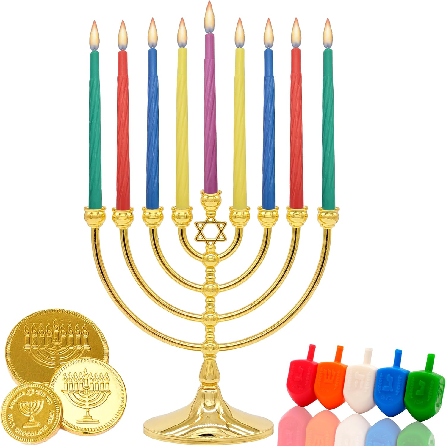The Dreidel Company Menorah Candles Chanukah Candles 44 Colorful Hanukkah Candles for All 8 Nights of Chanukah (20-Pack) image number 4