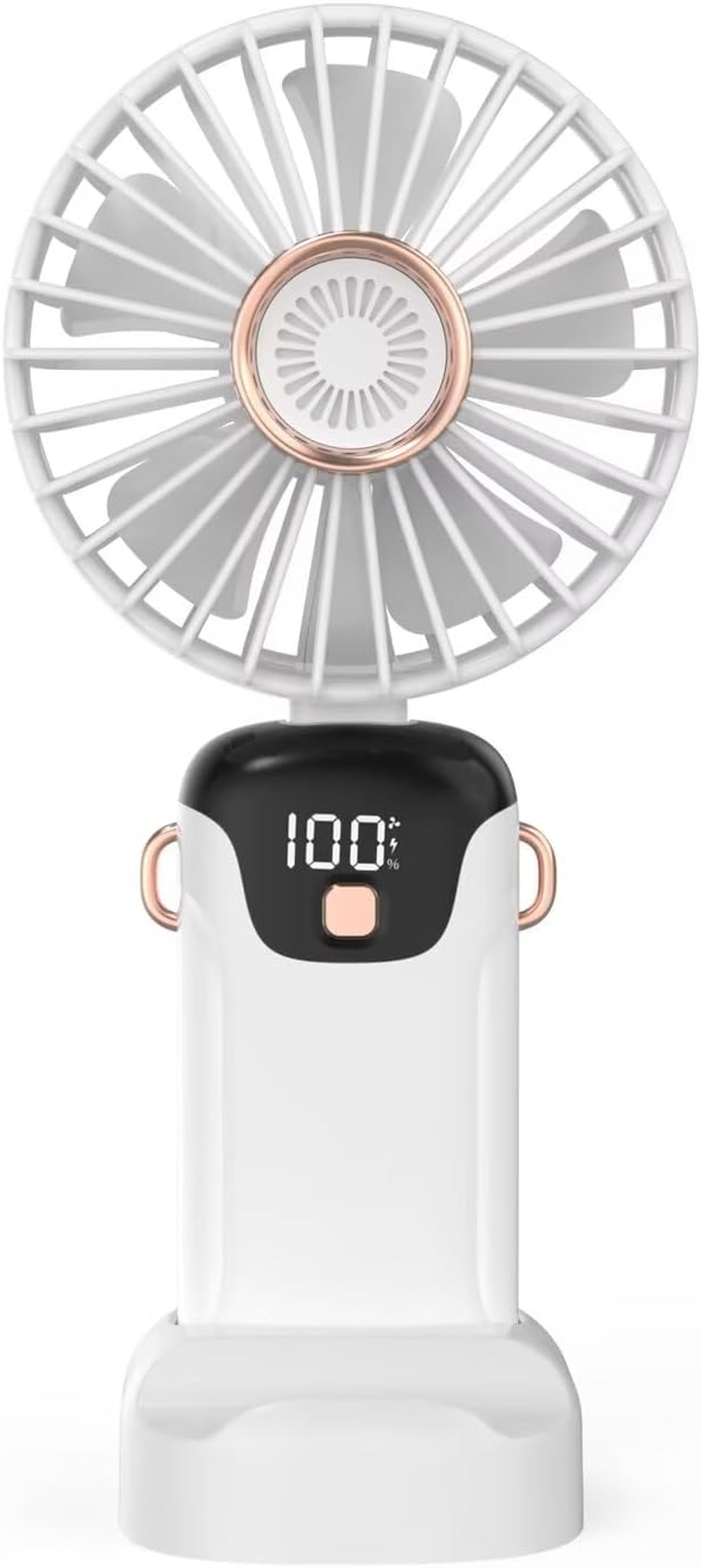 Handheld Fan, Portable Fan, USB Rechargeable Personal Fan, 90&deg; Foldable Mini Desk Fan, 5 Wind Speeds, LED Digital Display, Lanyard Can Be Used as Neck Fan Suitable for Office/Travel/Outdoor Use （Bule）