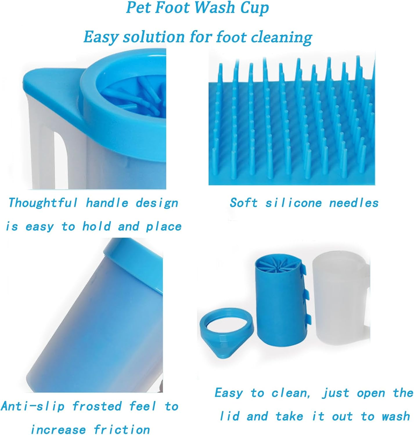 Dog Paw Cleaner for Dogs,Dog Paw Washer with Handle,Portable Pet Paw Cleaner, Pure Vie Dog Paw Cleaner，Medium Sized, Blue image number 2