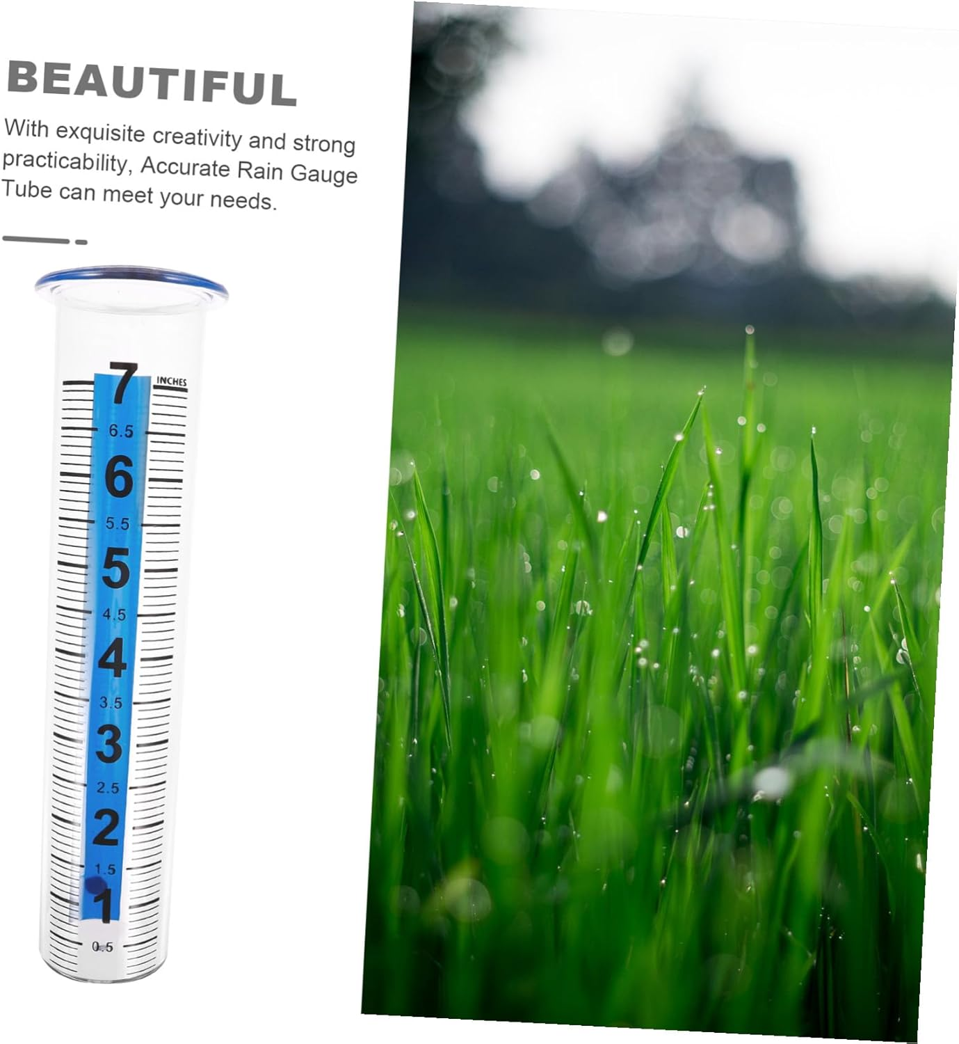Abaodam Transparent Rain Gauge with Scale Outdoor Plastic Rain Measuring Tube for Garden Lawn Watering Accurate Precipitation Collector Tool with Blue Markings Read Measurement image number 3