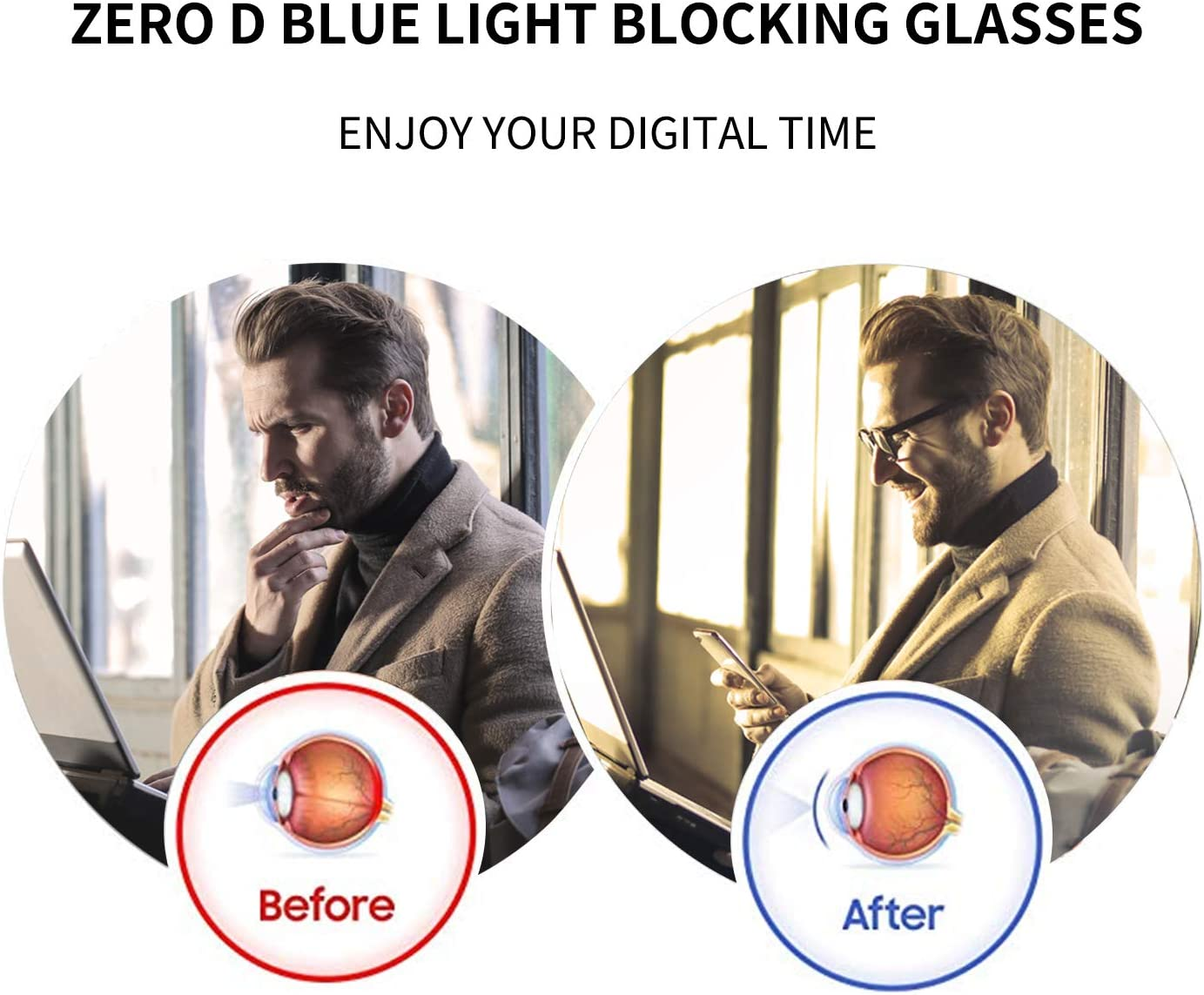 Z&eacute;ro D Blue Light Glasses Aviator Blue Light Blocking Glasses for Men Women Double Bridge Computer Gaming Glasses anti Eye Strain UV Filter