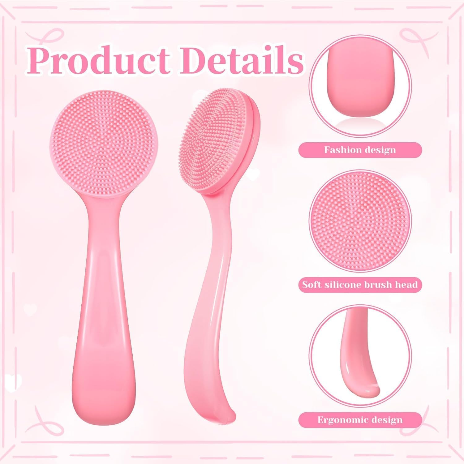 2 Pcs Silicone Manual Facial Cleansing Brush Waterproof Face Cleaning Scrubber Exfoliator Cleanser Soft Face Scrubber Exfoliating Brush for Blackheads Makeup Residues Removal image number 2