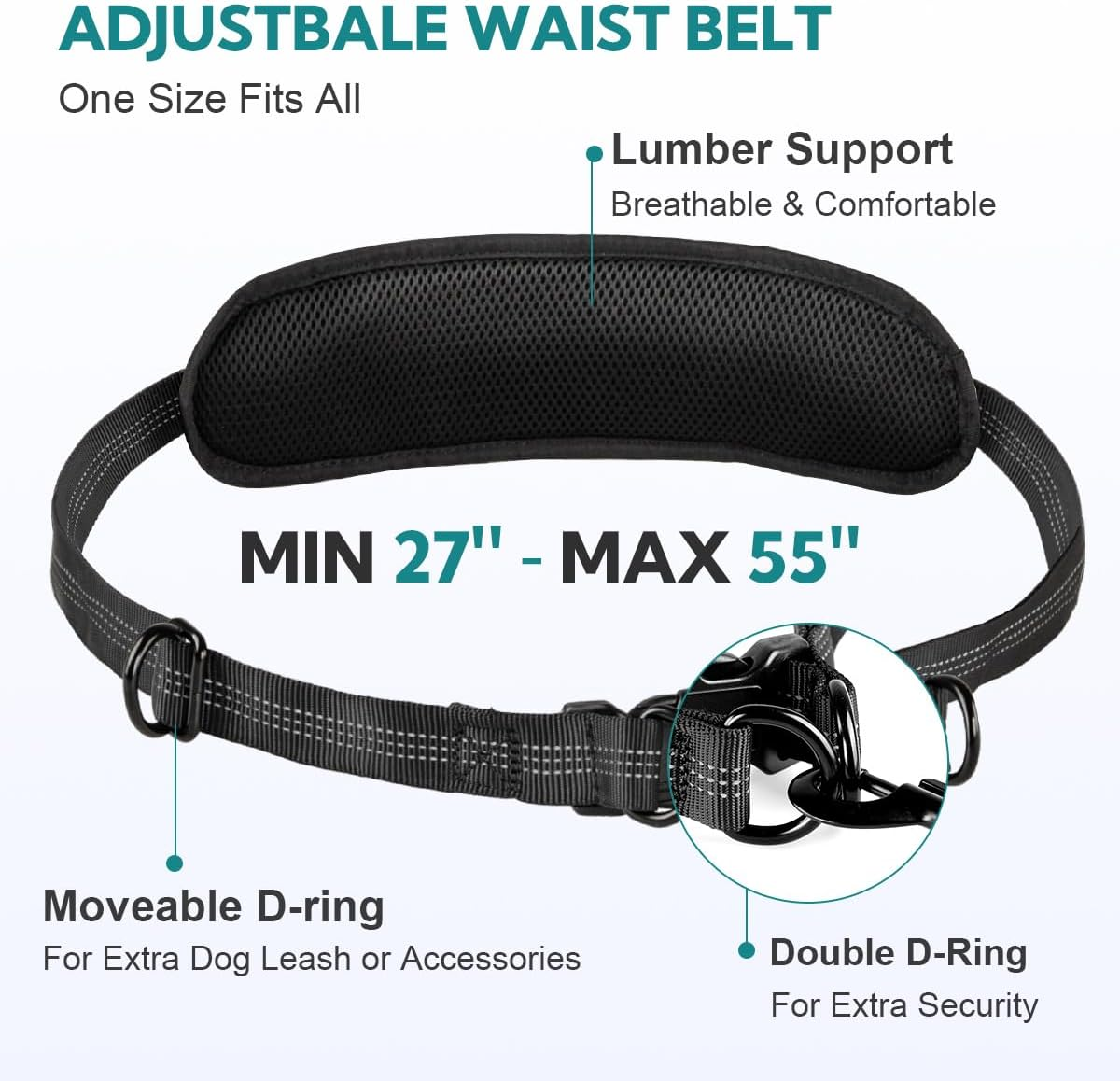 Hands Free Dog Leash with Pouch, Double Leash for Two Dogs, Retractable Bungee with Double Padded Handles, Dog Waist Leash for Dog Walking, Running Leash for Dogs, Dog Walking Accessories