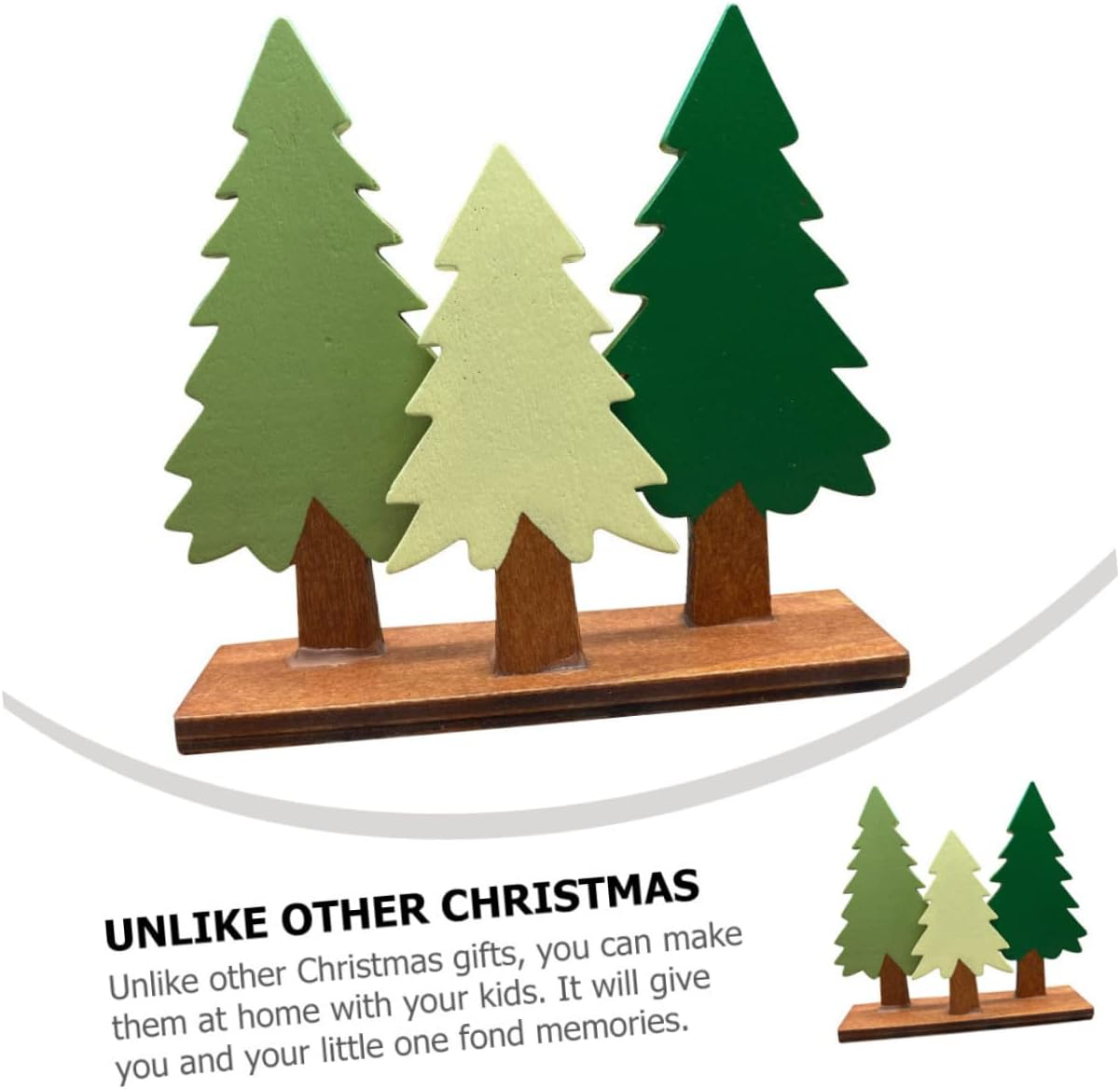 1Pc Wooden Simulation Pine Tree Decor Decoration for Christmas Year Events Portable Reusable Pine Shaped Ornament for Festive Atmosphere image number 1