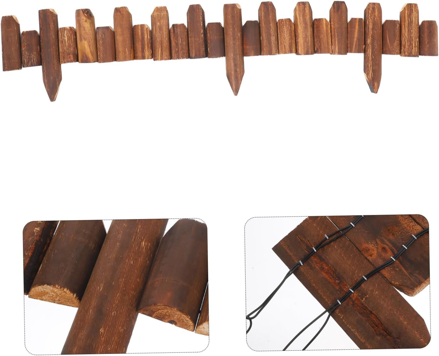 VICASKY Garden Edging Wood Decorative Fence Lawn Border Galvanised Landscape Fencing image number 4