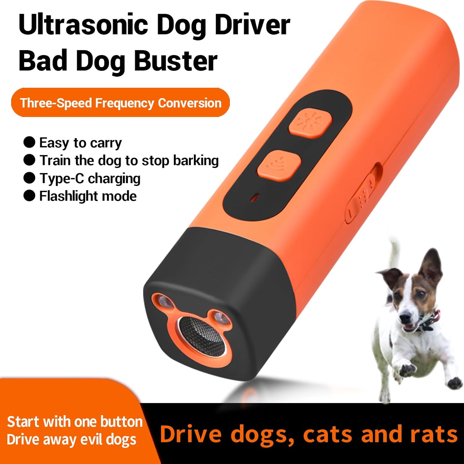 VCCLFSIA Dog Bark Deterrent Devices, Rechargeable Ultrasonic Anti-Barking Device with 800Mah Battery, LED Flashlight, 10M/35FT Range, Safe & Effective No Barking Device for All Dog Breeds