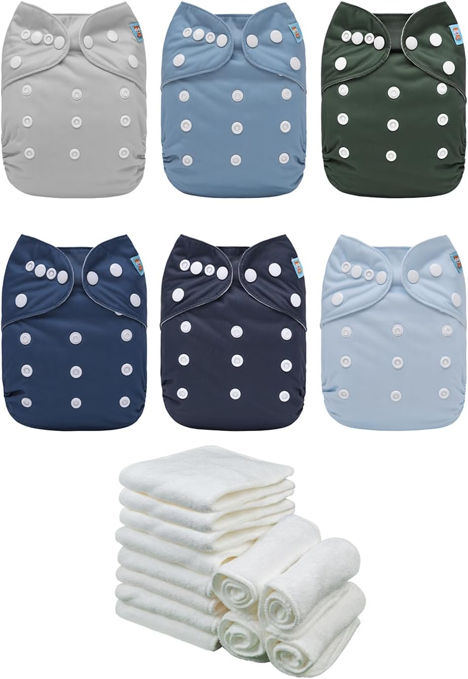 ALVABABY 6 Packs with 12 Inserts Cloth Diaper One Size Adjustable Washable Reusable for Baby Girls and Boys 6BM111-AU image number 3
