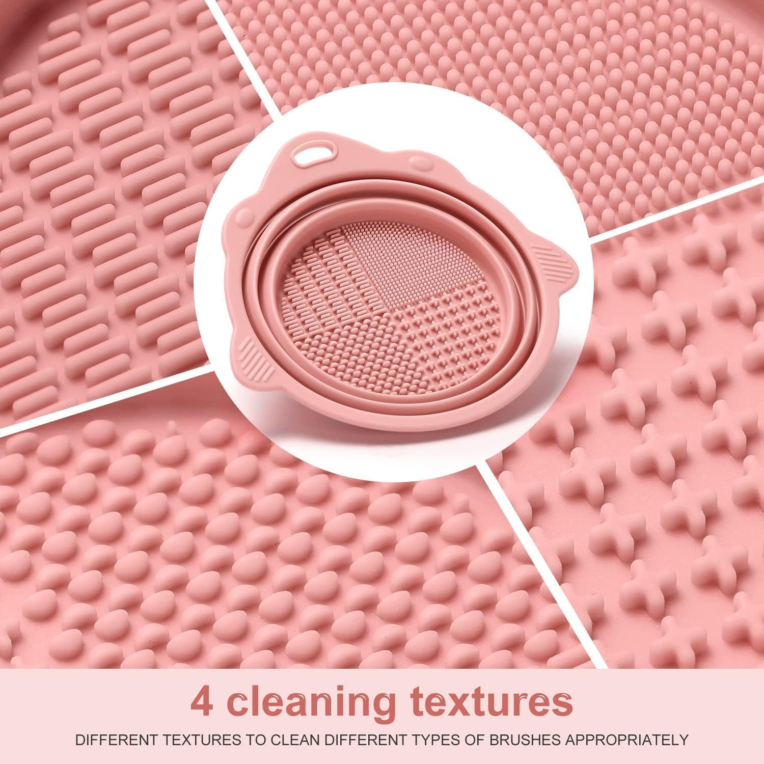 Foldable Silicone Makeup Brush Cleaner Bowl - Portable Cleaning Tool for Brushes, Powder Puffs, and Sponges (Pink, One Size) image number 1