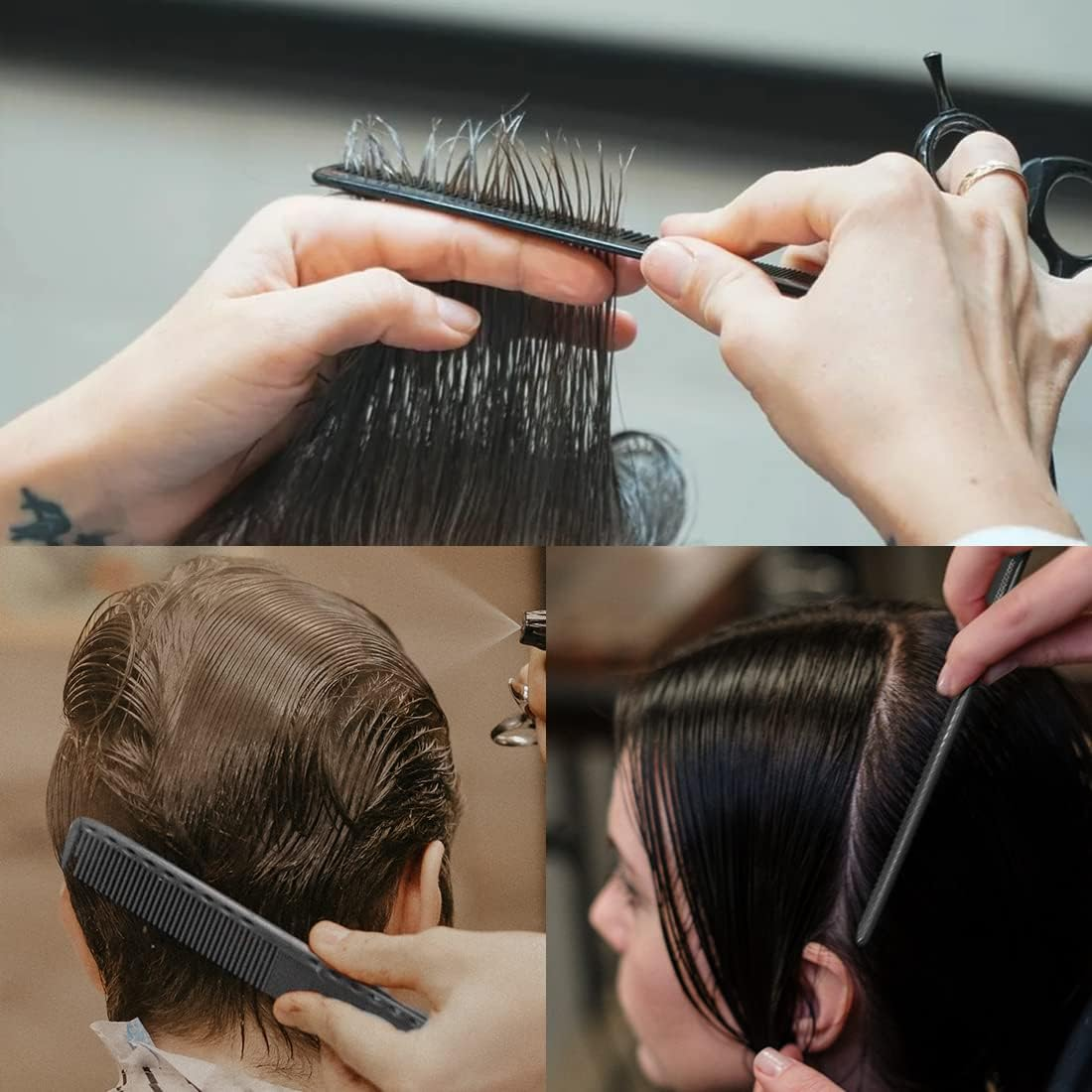 NIANOPKM Professional Hair Comb, 3 Carbon Combs, Antistatic, Men'S Women'S Hairdresser Styling Comb for Various Types of Hair image number 6