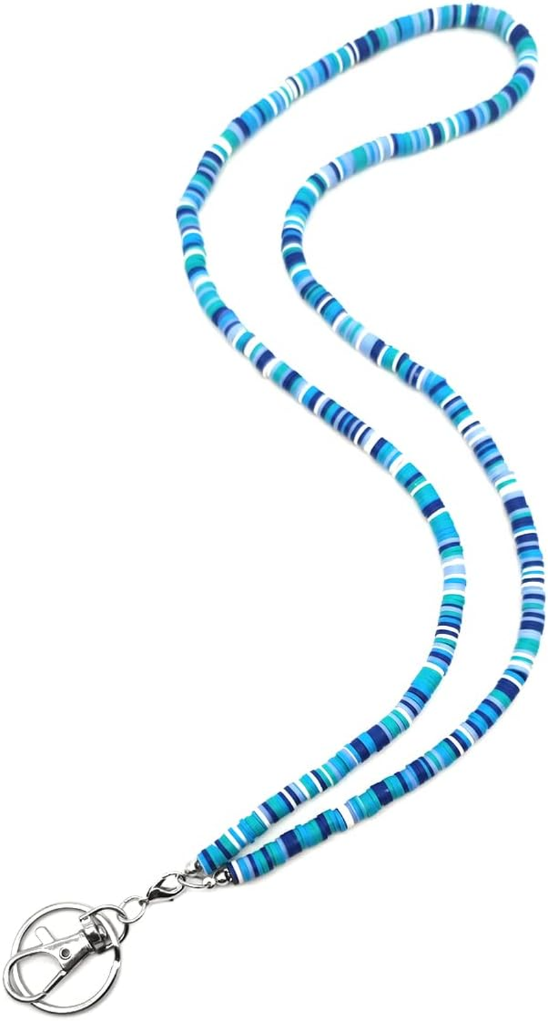 Beaded Teacher Lanyard Boho Cute Rainbow Lanyard Neck Keychain Lanyards for Cruise Ship Cards Id Badges and Keys