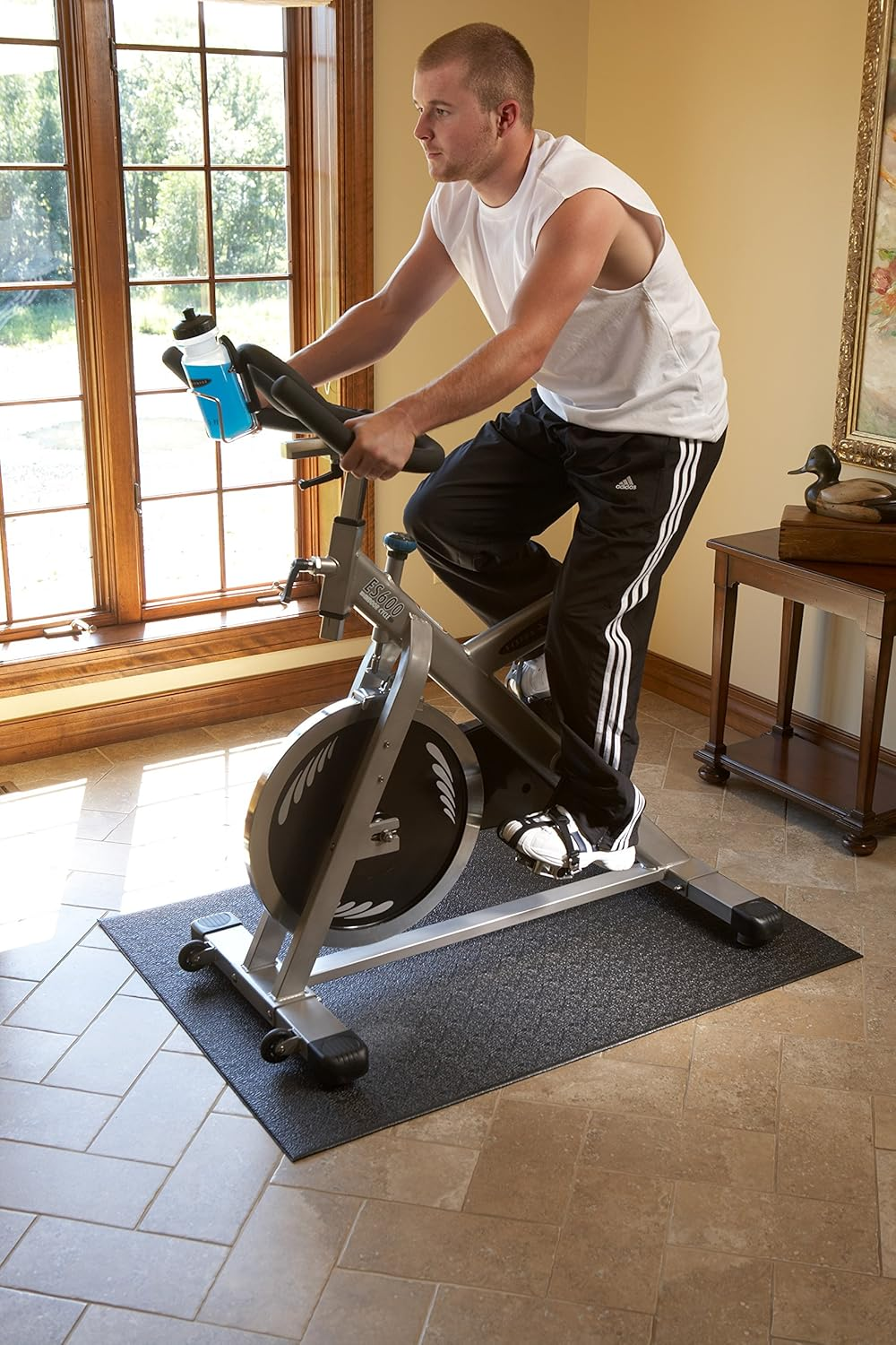 Supermats High Density Commercial Grade Solid Equipment Mat 27GS Made in U.S.A. for Indoor Cycles Exercise Bikes and Steppers (3 Feet X 4 Feet) (36-Inch X 48-Inch) (91.44 Cm X 121.92 Cm), Black image number 2