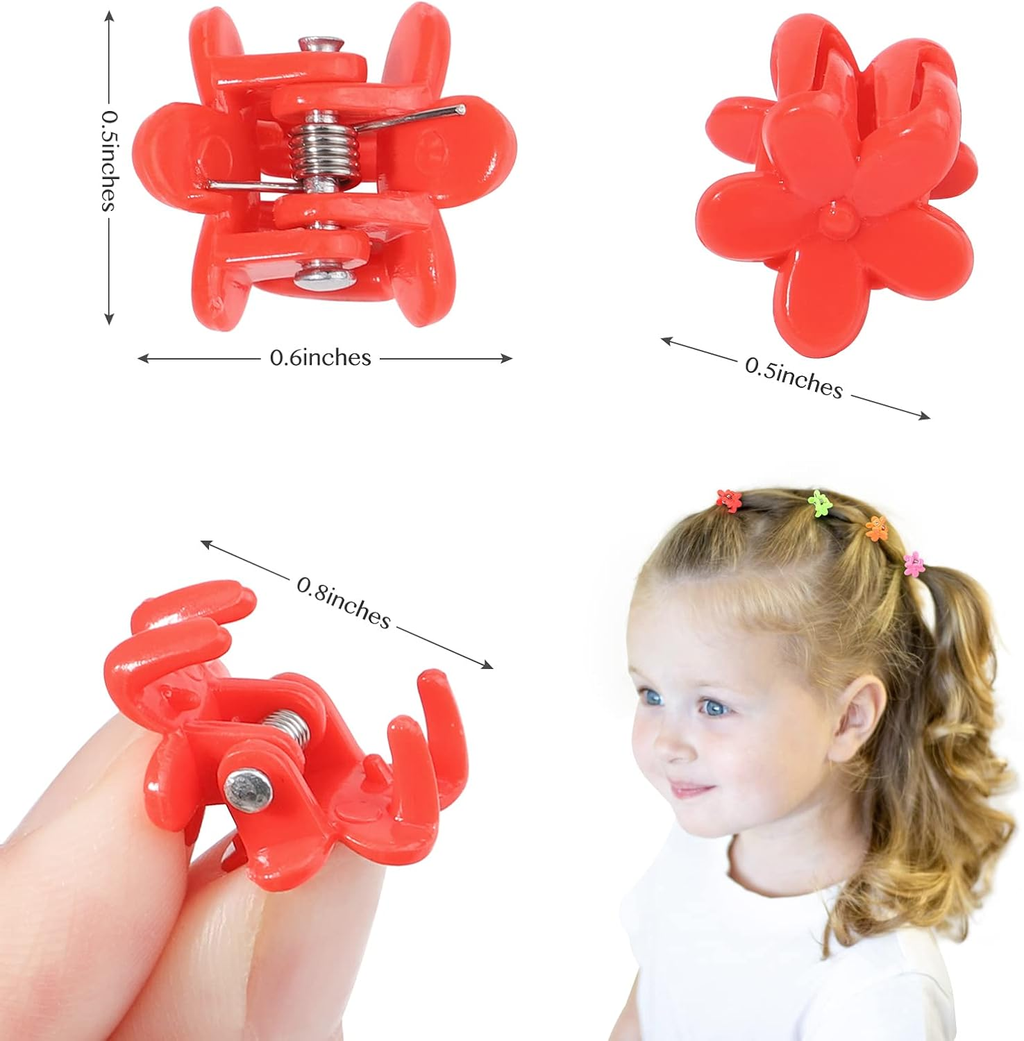 128PCS Baby Girls Small Barrettes Hair Claw Clips Flower Hair Hair Accessories Barrattes for School Girls Kids Teens image number 4