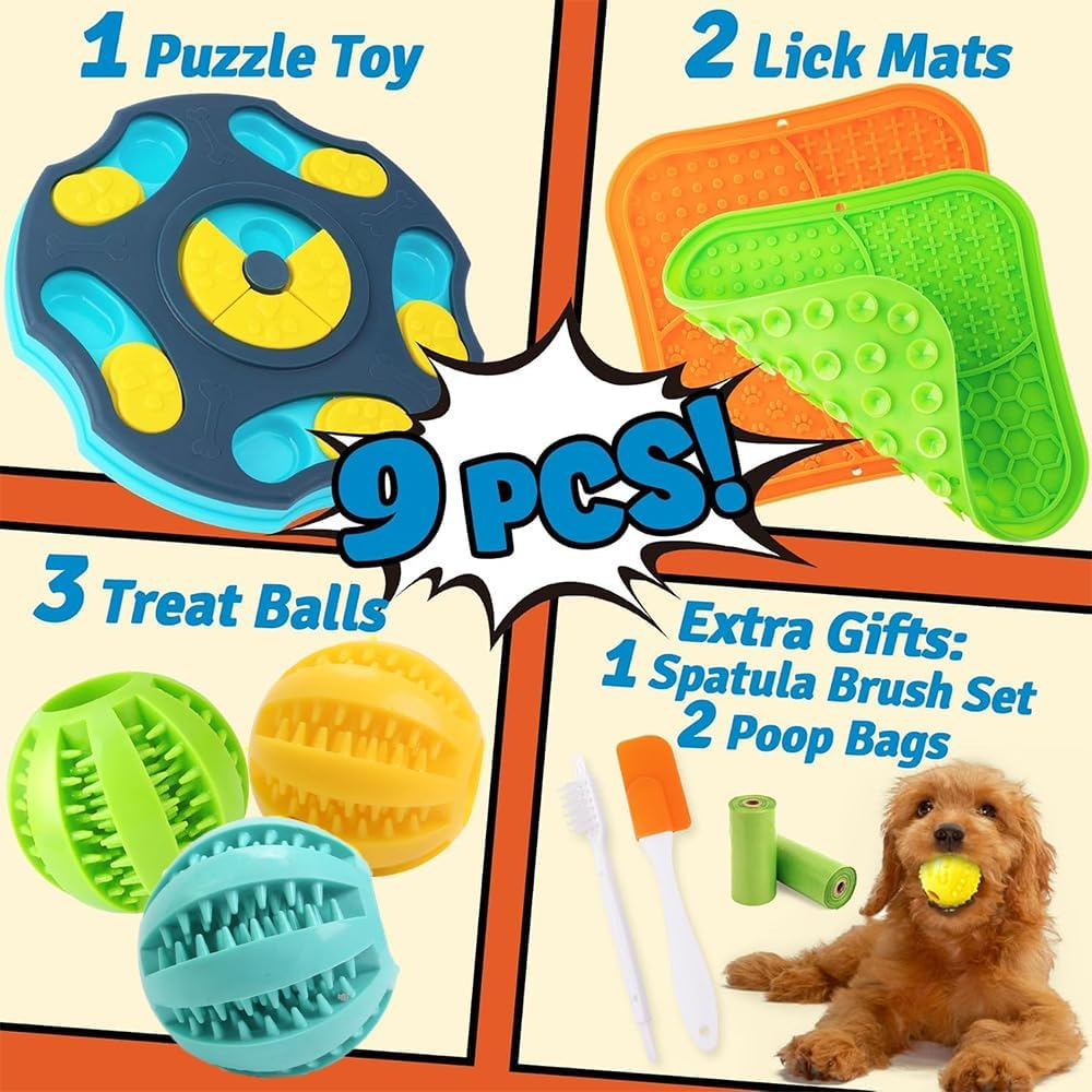 9 Pack All-Around Interactive Dog Puzzle Toy Set -Mentally Stimulating Dog Enrichment Toys for Small to Medium Smart Dogs,Dog Toys for Boredom Interactive Includes Lick Mat with Suction Cups image number 2