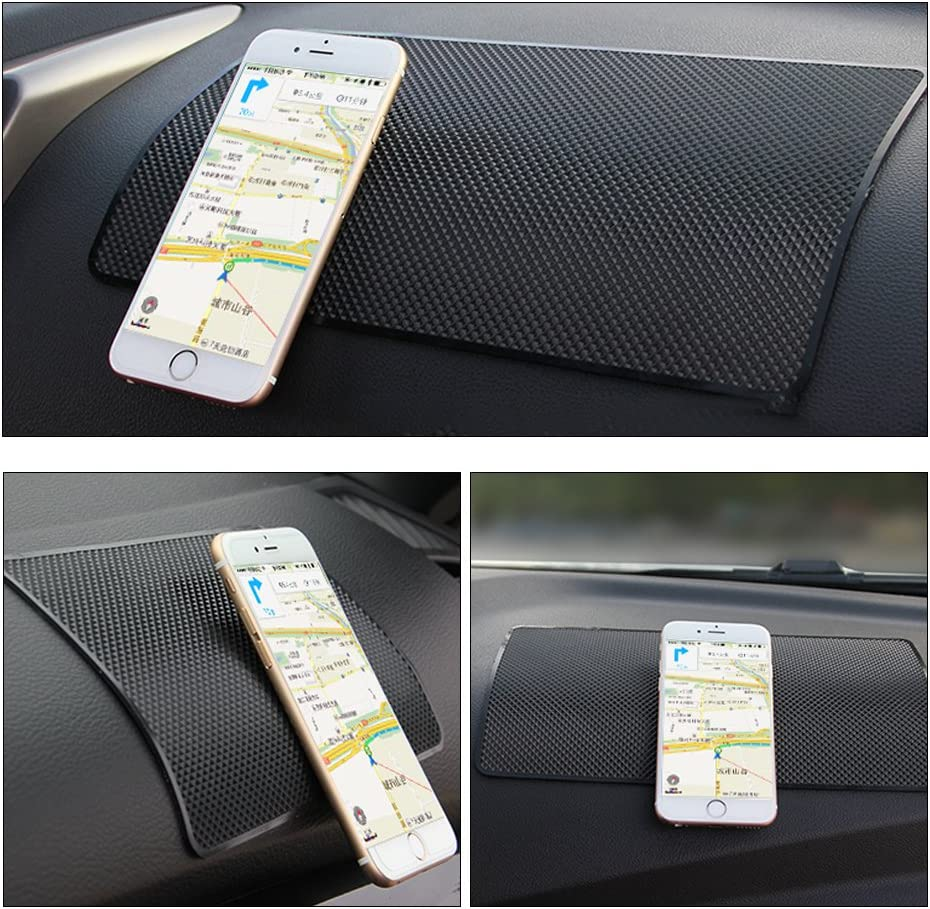 EFORCAR Anti-Slip Mat,Car Dashboard Non-Slip Pad,Silicone Gel Car Anti-Slip Mat for Cellphone Ornaments Fixed Center Console Grid Holds Cell Phones,Sunglasses,Coins,Keys Etc - Black image number 5