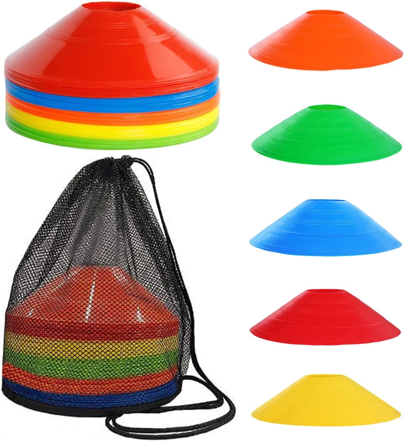 Taicols Agility Field Cones, 20 Pcs Soccer Markers Disc with Net Bag, Pro Disc Cones for Training Football, Soccer Cones Training Equipment for Low Profile Field Markers Training Football Basketball image number 3