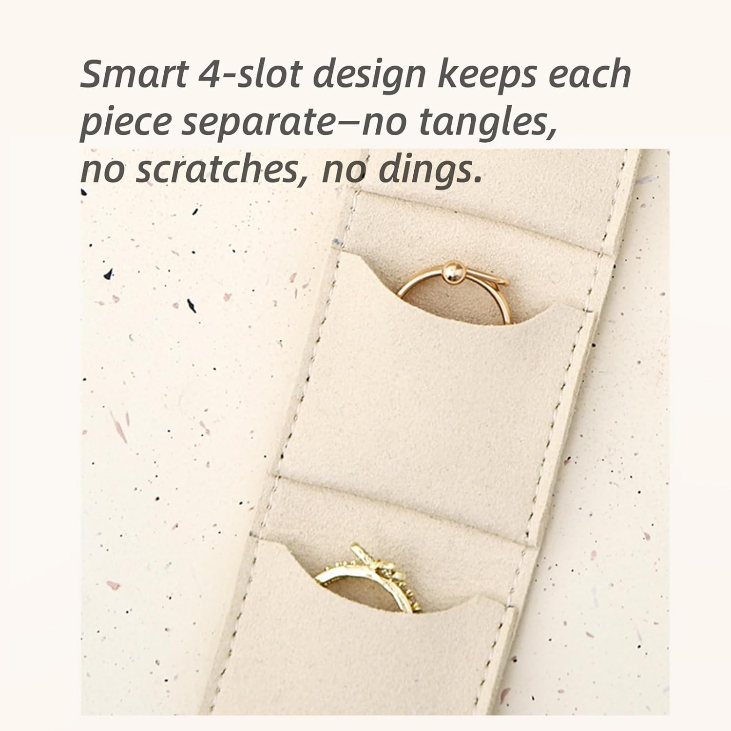 Kawlxpp PU Suede Mini Travel Jewellery Roll &ndash; Foldable Portable Organizer Case with Buckle for Rings, Earrings & Necklaces (3Pcs, Pink/Grey/Beige) - 1, Grey image number 2