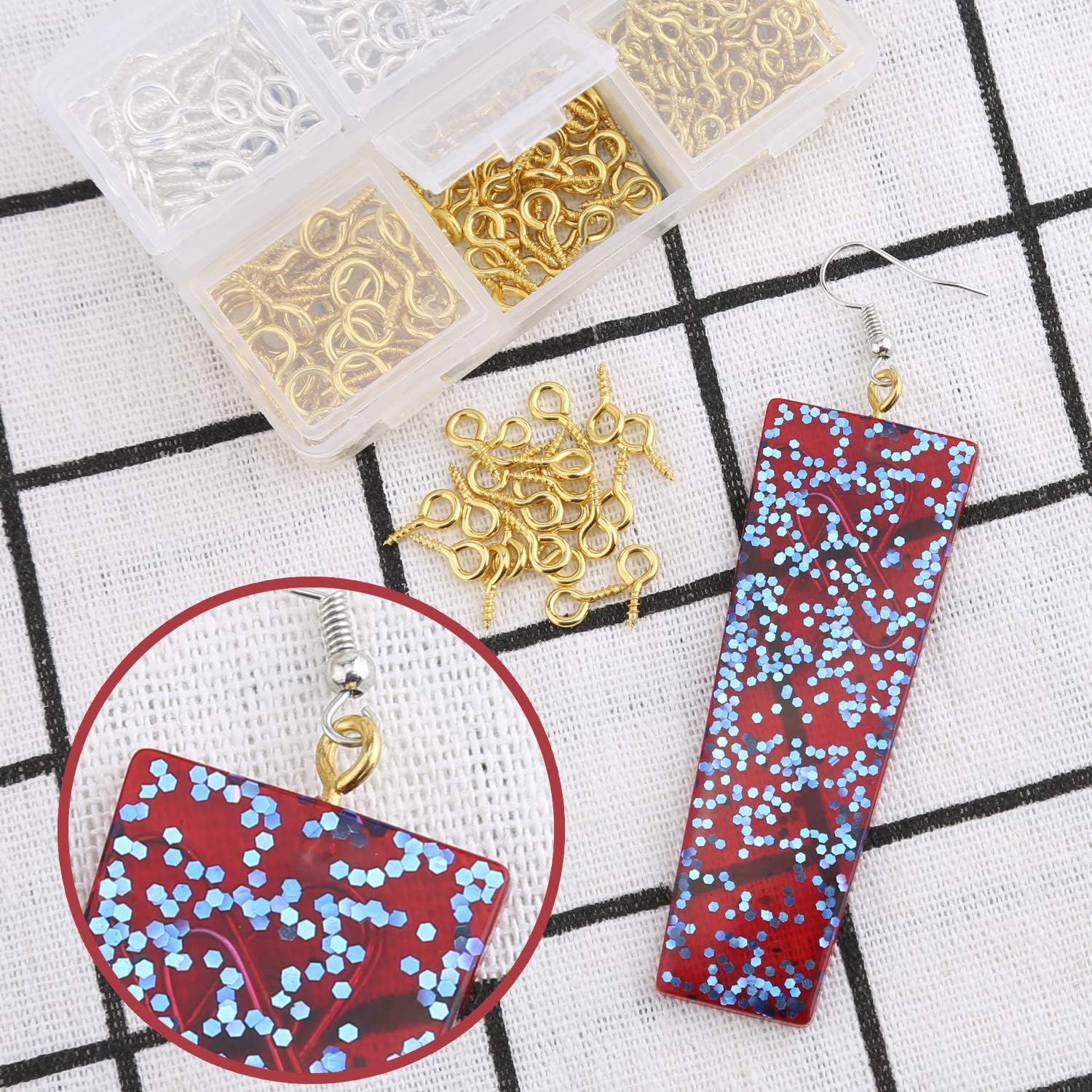 TOYMIS 400Pcs Screw Mini Metal Small Eye Pin Pendants for DIY Art&Crafts, Jewelry Making Findings, Charm Bead Supplies (Gold&Platinum, 3 Different Sizes) image number 3