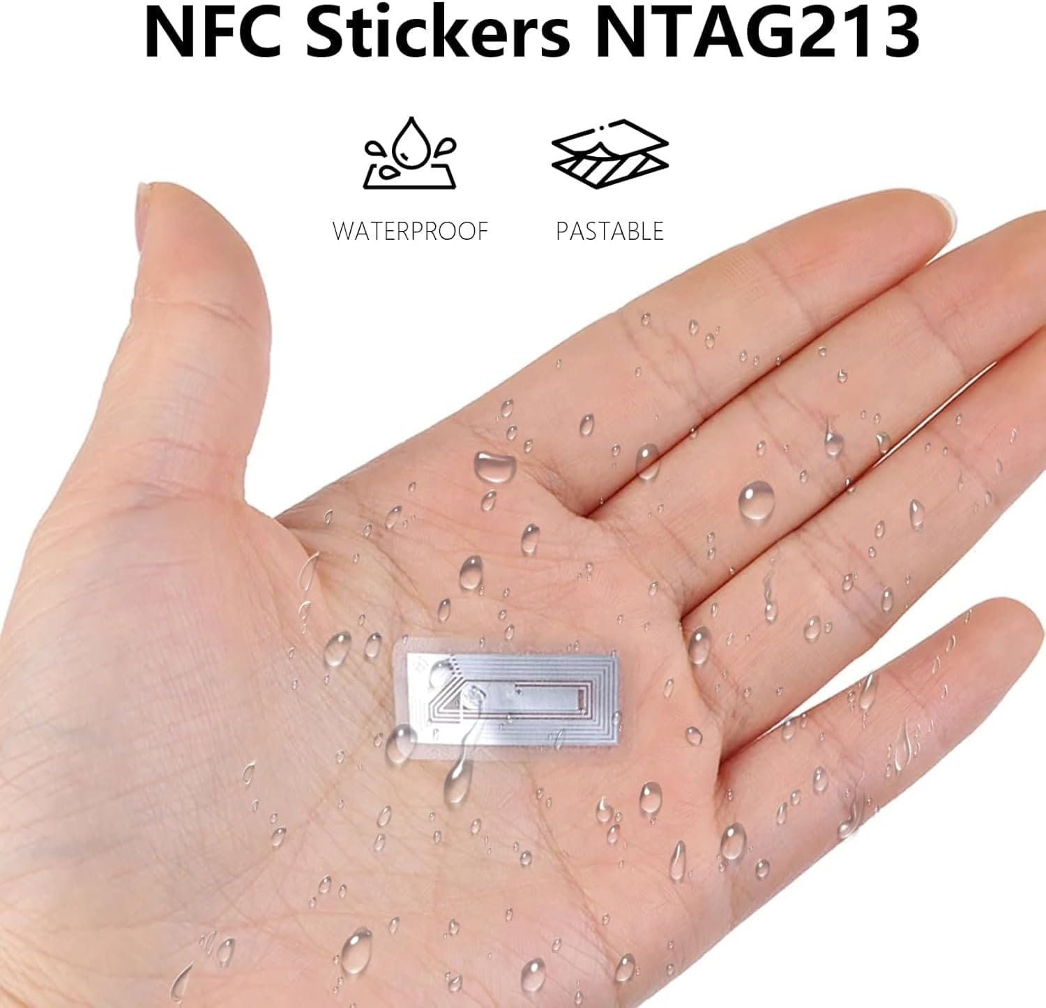 50 PCS NFC Tags Sticker, Original NTAG213 Chip NFC Stickers Adhesive Labels Clear RFID Tags Rewritable 144 Bytes Memory Work with All Nfc-Enabled Smartphones and Devices