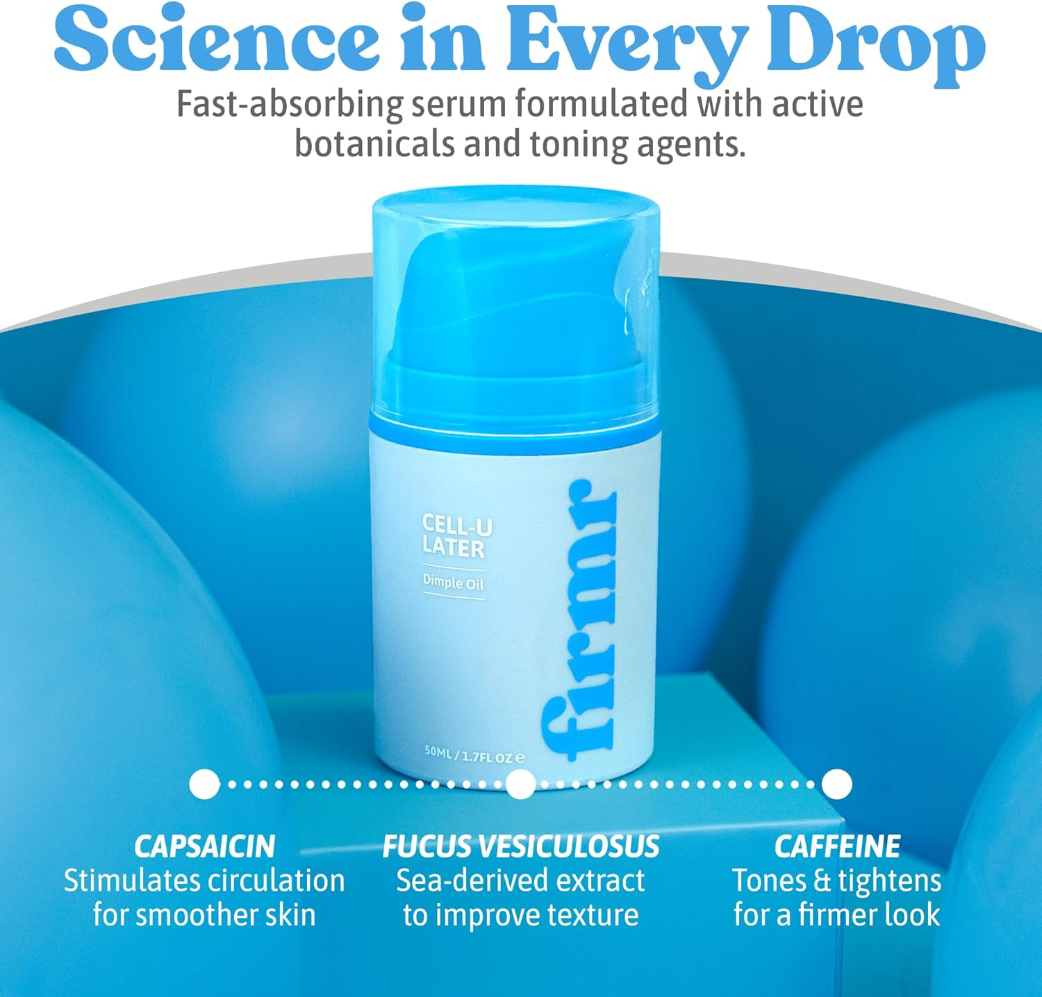 Firmr Cell-U Later Cellulite Toning Serum - Tightening, Smoothing, Firming Solution - Supports Natural Collagen & Hyaluronic Acid Production - Suitable for All Skin Types - Coffee Scent - 1.7 Fl.Oz image number 5