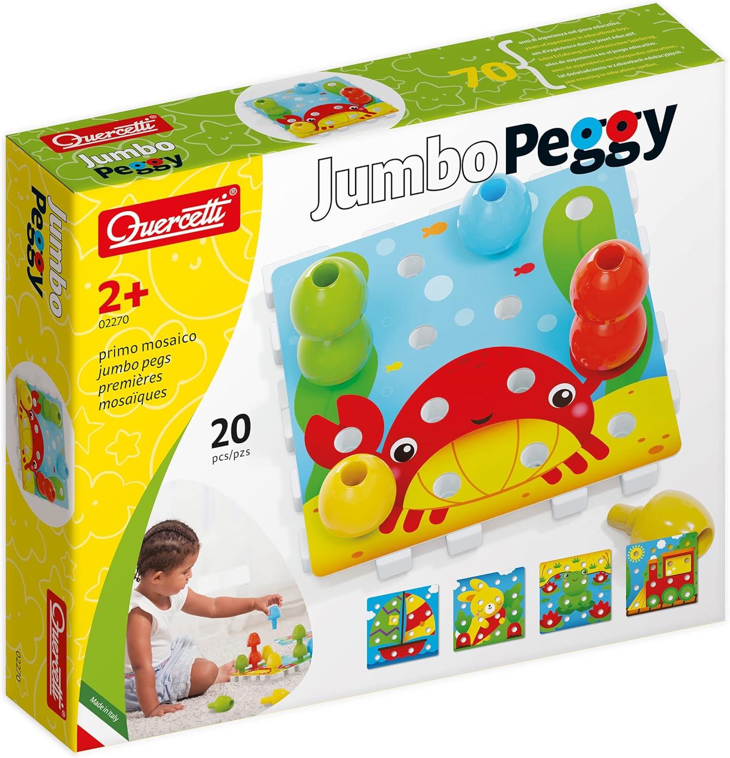 Quercetti 2270 Quercetti-2270 Jumbo Peggy-Early Learning Button Art Game Construction Plugging Toys