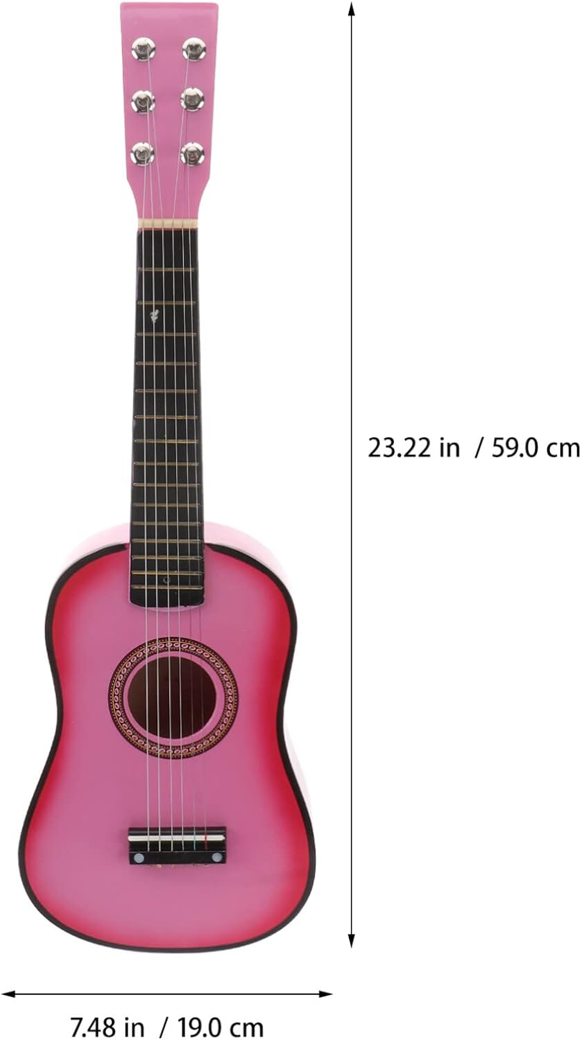 Ipetboom 23 Inch Folk Acoustic Guitar, Beginner Music Instrument 6-String Guitar for Kids (Pink) image number 3