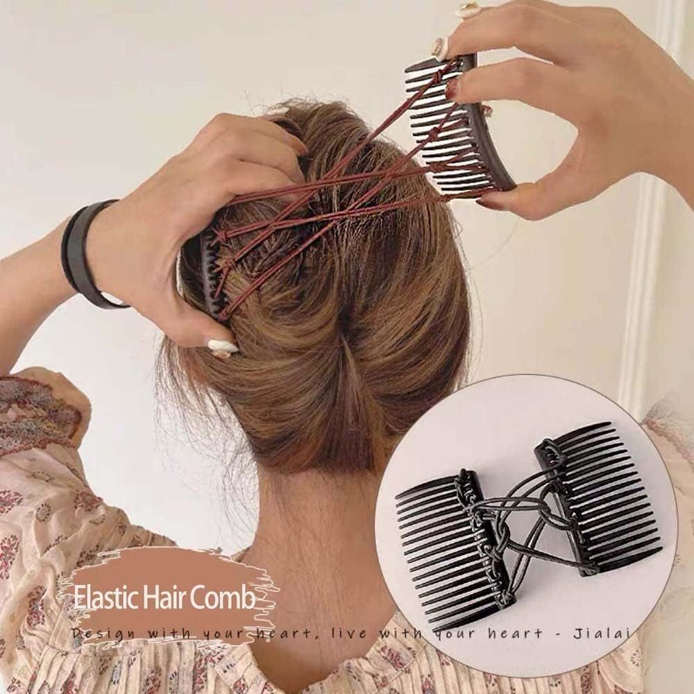Double Comb Hair Clip, Adjustable Magic Hairpin, Hair Styling, Magic Hair Combs for Women, Black image number 4