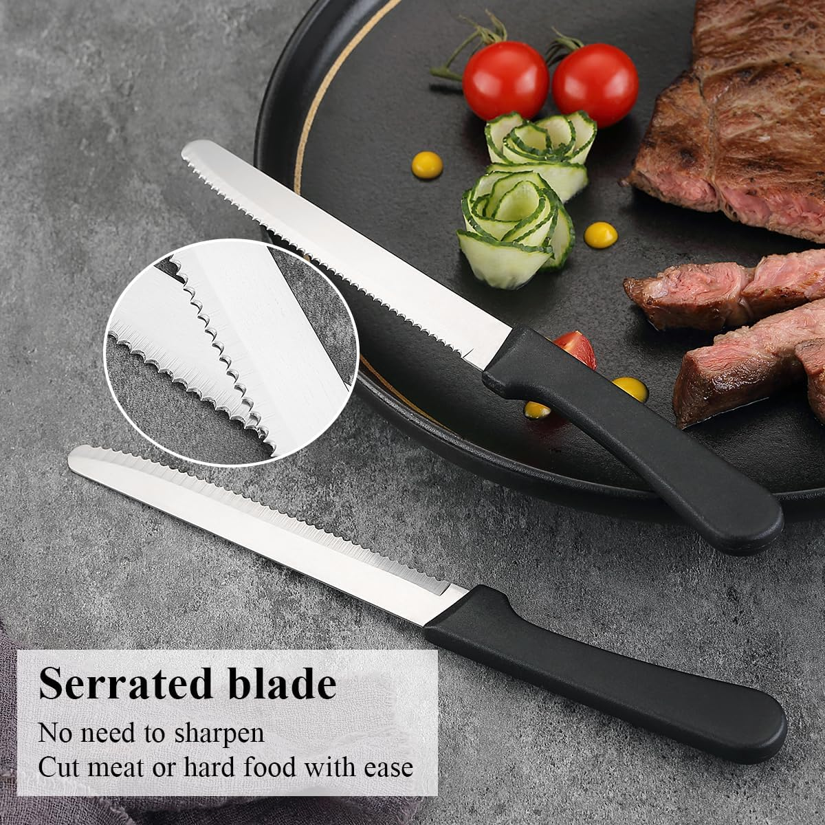 Reanea Steak Knives Set of 12, Stainless Steel Steak Knife Set, Serrated Steak Knives, Gifts for Home, Restaurant, Parties, Wedding, Camping, Outdoor image number 2