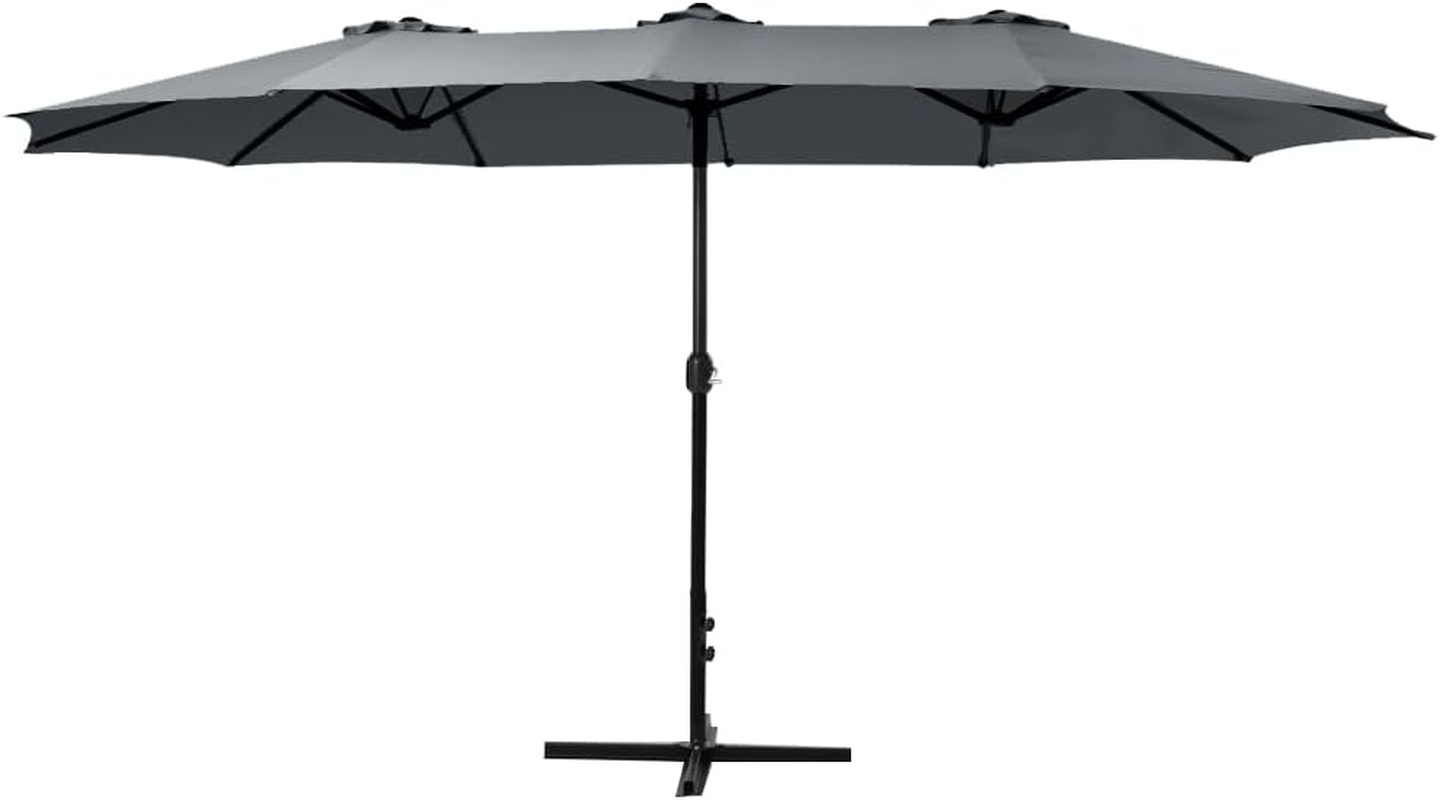 Instahut Outdoor Umbrella 4.57M Charcoal Pole Stand, Sun Beach Garden Patio Camping Tent Gazebo Canopy Double Shading, Water Resistant and UV Steel Frame - Black image number 3