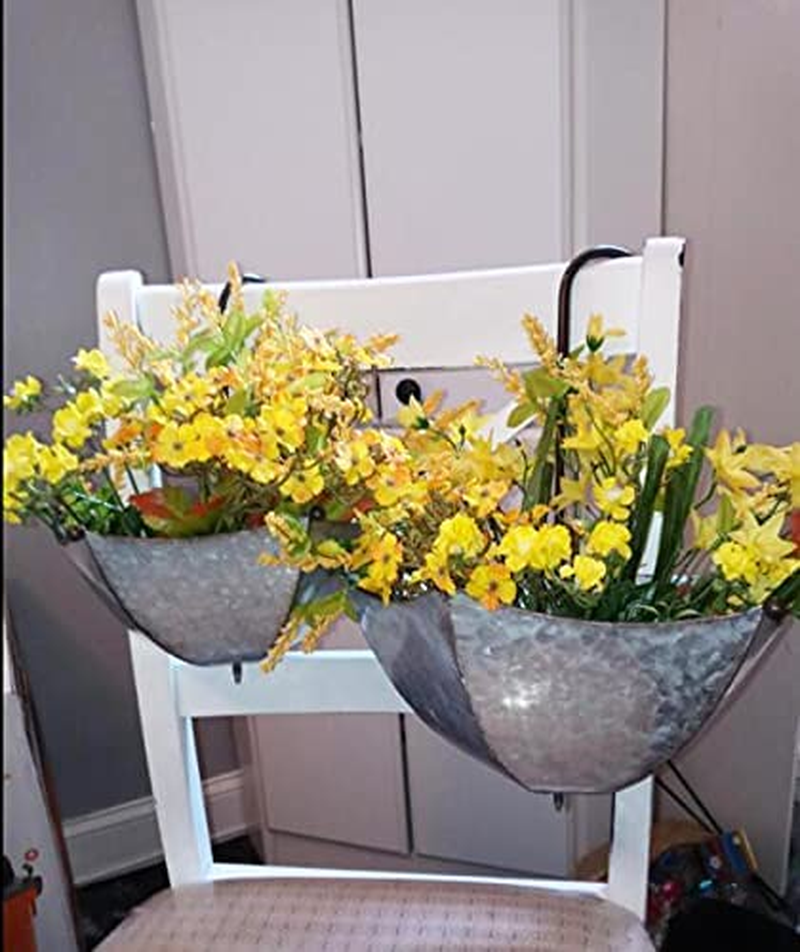 GIFTME 5 Set of 2 Galvanized Metal Umbrella Hanging Wall Planter Flower Holder Indoor or Outdoor Garden Succulent Wall Planter Set image number 4