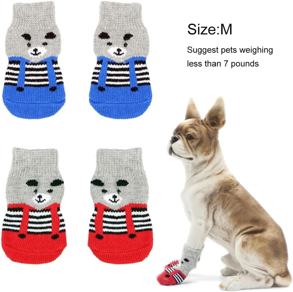 Indoor Non-Slip Socks for Dogs, 4 Pairs Pet Indoor Non-Slip Socks for Dogs and Cats, Dog Shoes, Paw Protection, Summer Pet Paws, Protection, Traction, Control Socks on Hardwood Floor image number 1