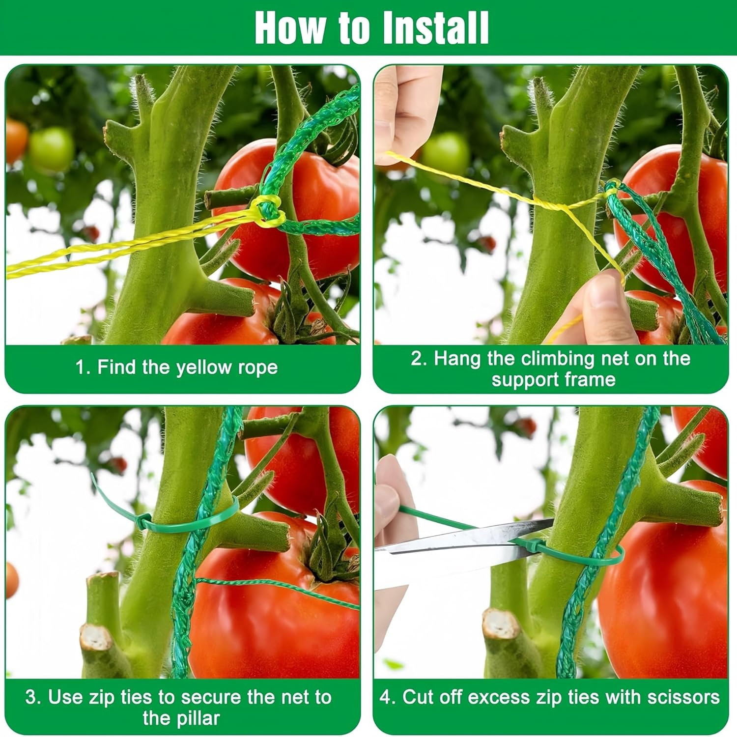 Trellis Netting for Climbing Plants,Heavy Duty 6.6X16.4Ft Garden Trellis Net - 27 Strands & 4X4In Mesh for Cucumbers, Vines, Tomatoes, Fruits & Vegetables | Durable Support for Climbing/Vining Plants