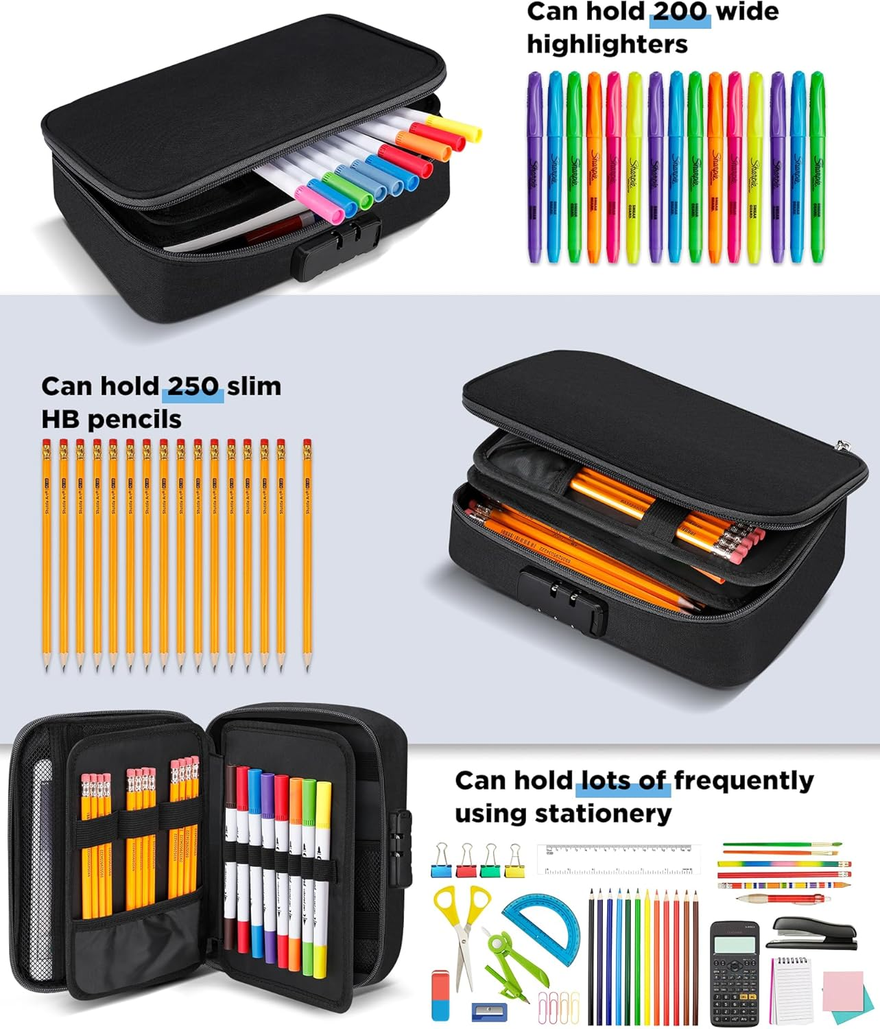 Zannaki Big Capacity Storage Pouch Marker Pen Pencil Case Simple Stationery Bag Box Art Tool & Sketch Storage Boxes for Bullet Journal Middle High School Office College Student Girl Women Adult Teen image number 4