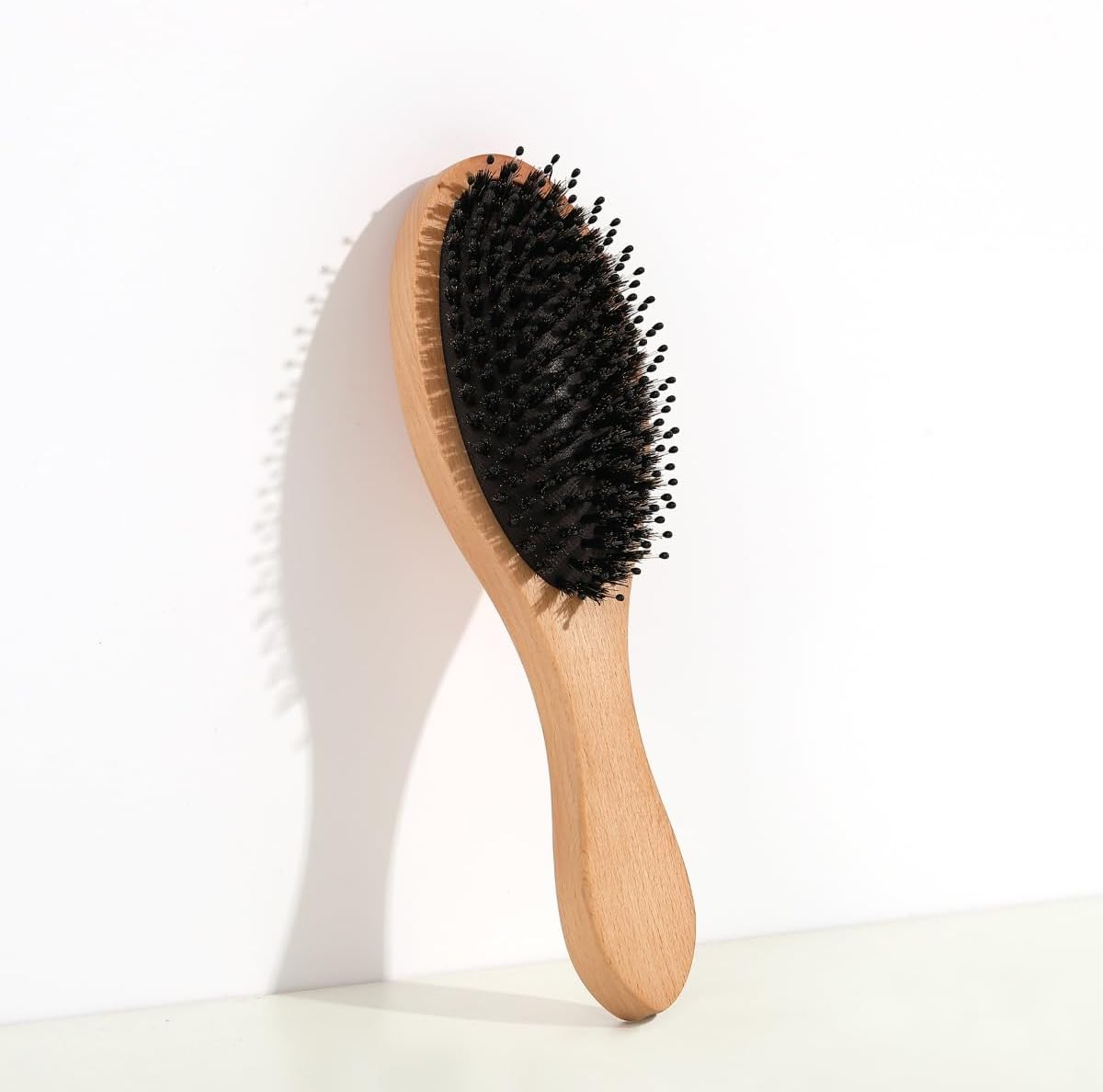 Wild Boar Bristle Brush,Massage Comb,Soft Natural Wooden Nylon Bristles Hairbrush,Boar Bristle Cushion Brush, for Women Men for Thick Thin Long Short Hair, 21X6.5Cm image number 4