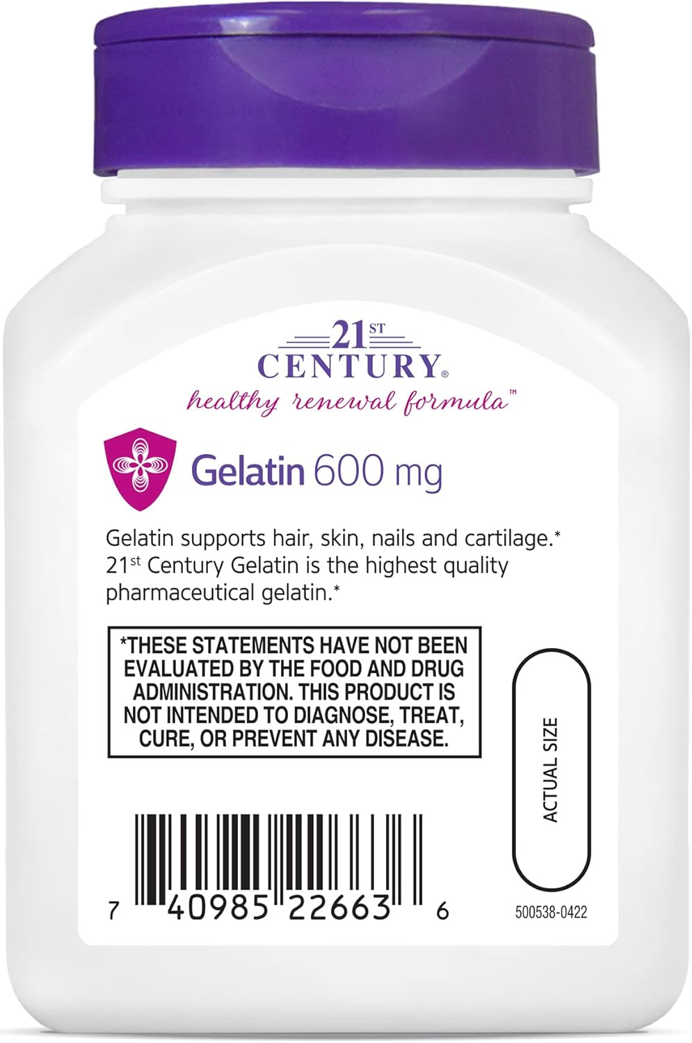 21St Century Gelatin 600Mg, 100 Capsules image number 3