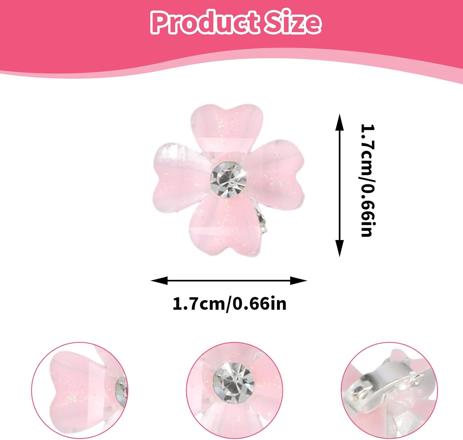 Ziyonix Set of 30 Mini Diamond Hair Clips Set, Mini Pearl Hair Clips, Floral Pearl Clips, Flowers, Decorative Hair Clips for Everyday Party, Wedding (White, Pink) image number 3