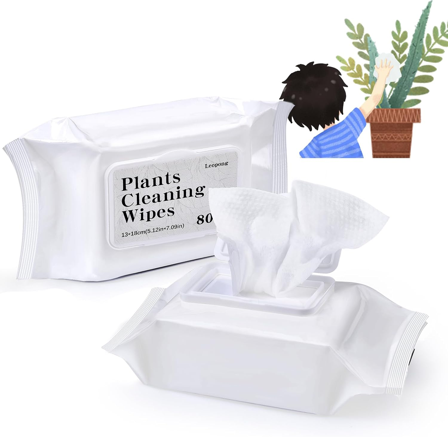 Leopong Plants Cleaning Wipes for Leaf Shine, Clean and Photosynthesis, Leaf Cleaner for House Plants Outdoor Plants (80 Wipes) image number 2