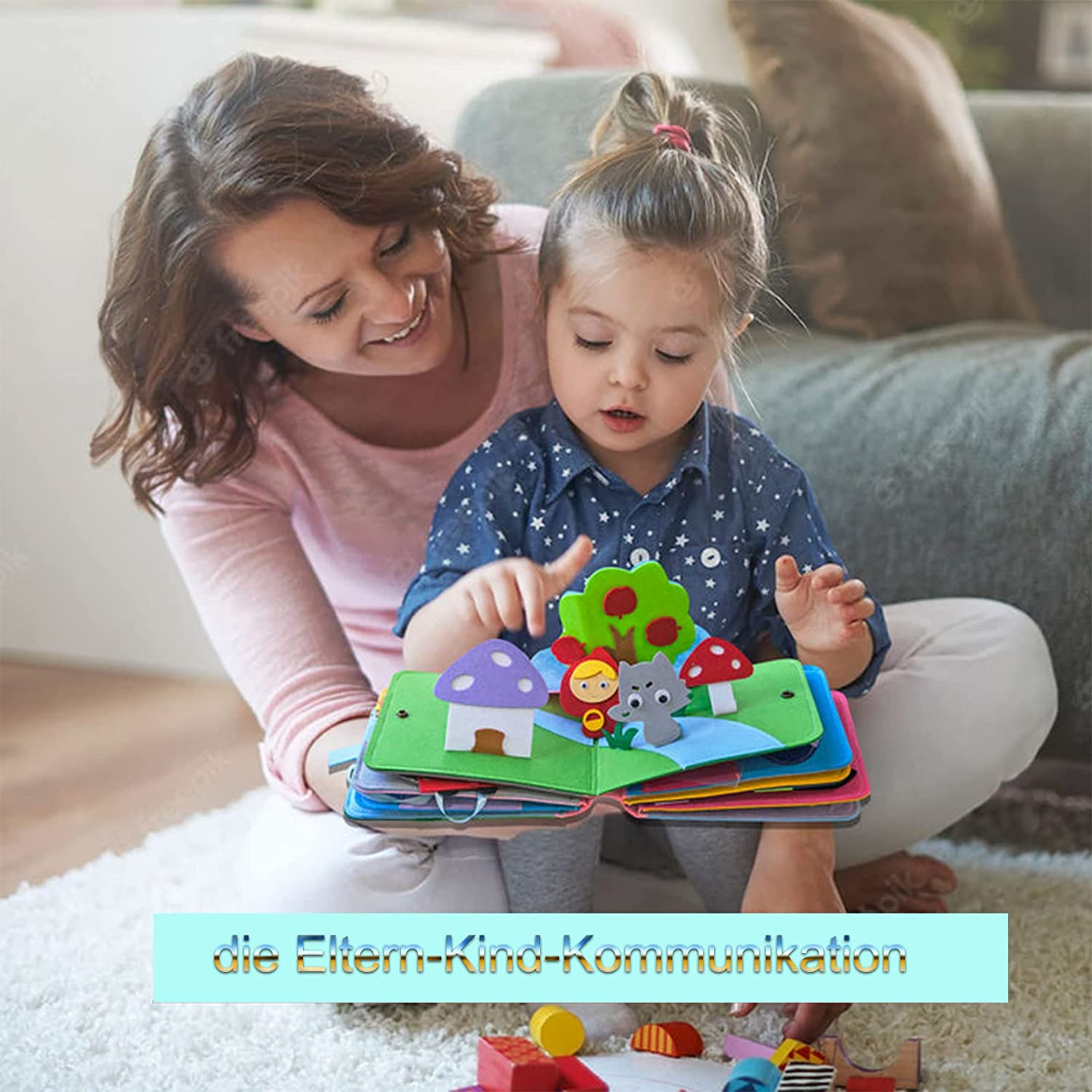 Quiet Book for Kids-3D Busy Book Felt Board for Toddlers 16 Themes Preschool Daily Life Storytelling Early Learning Interactive Play Kit Learning Sensory Story Book Life Skill Education&Identify image number 1