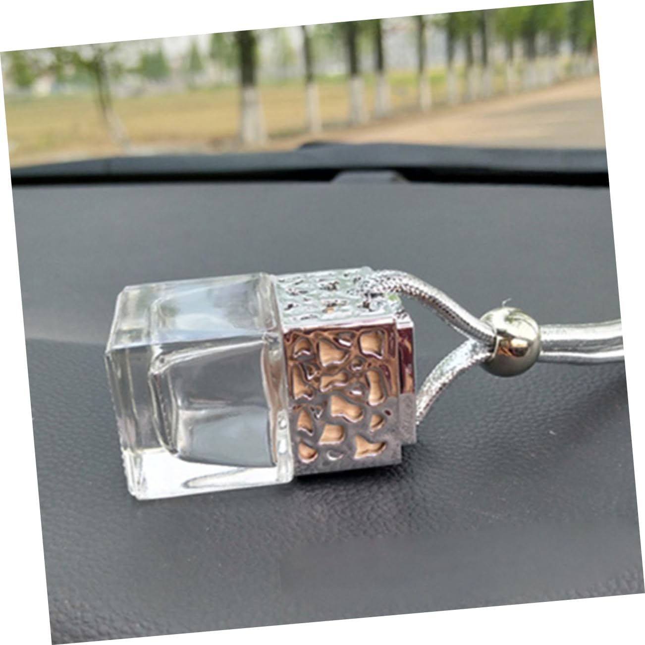 FRCOLOR 10Pcs Square Glass Perfume Bottle Pendant Car Hanging Essential Oil Sub-Bottle Aromatherapy image number 2