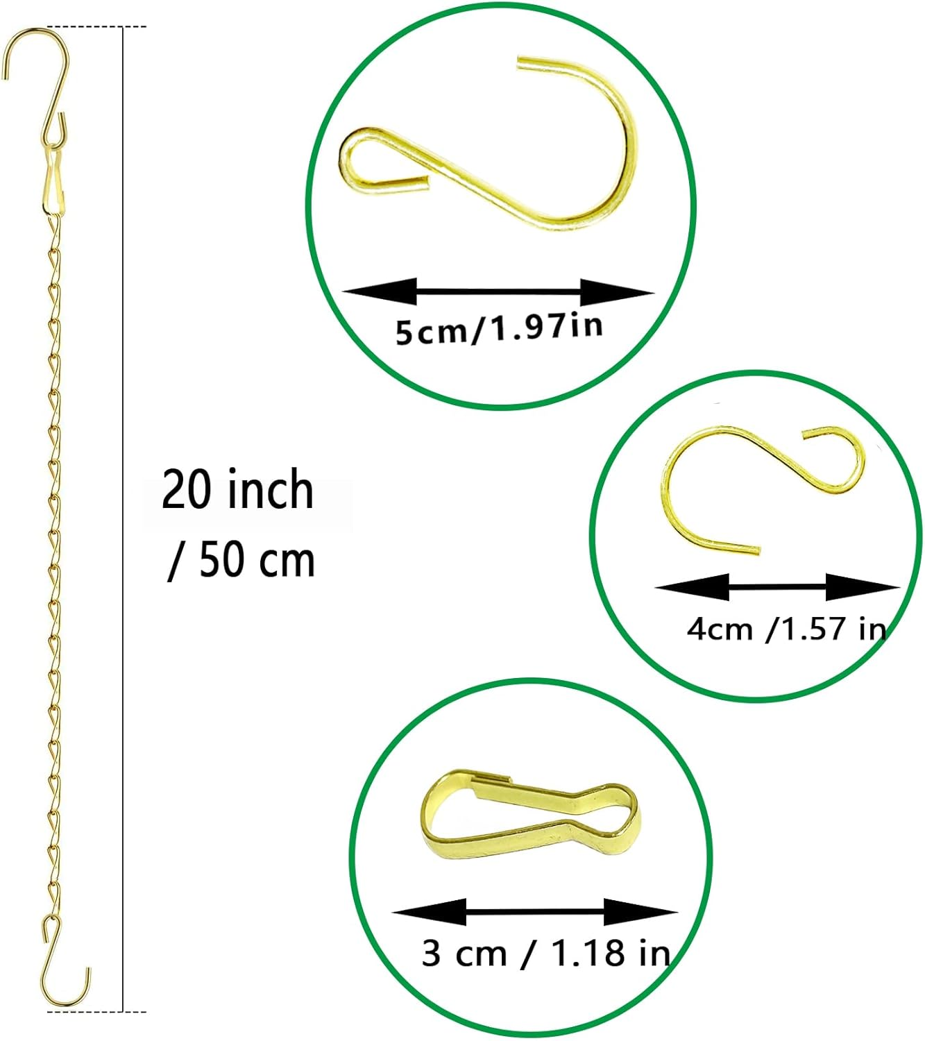 RIFNY Gold Chain for Hanging Plants, 20 Inch Small Plant Chains for Hanging Baskets Kits with Hooks for Bird Feeders Planters Billboards Lanterns Wind Chimes Ornaments Outdoor Indoor Use (10 PCS) image number 3