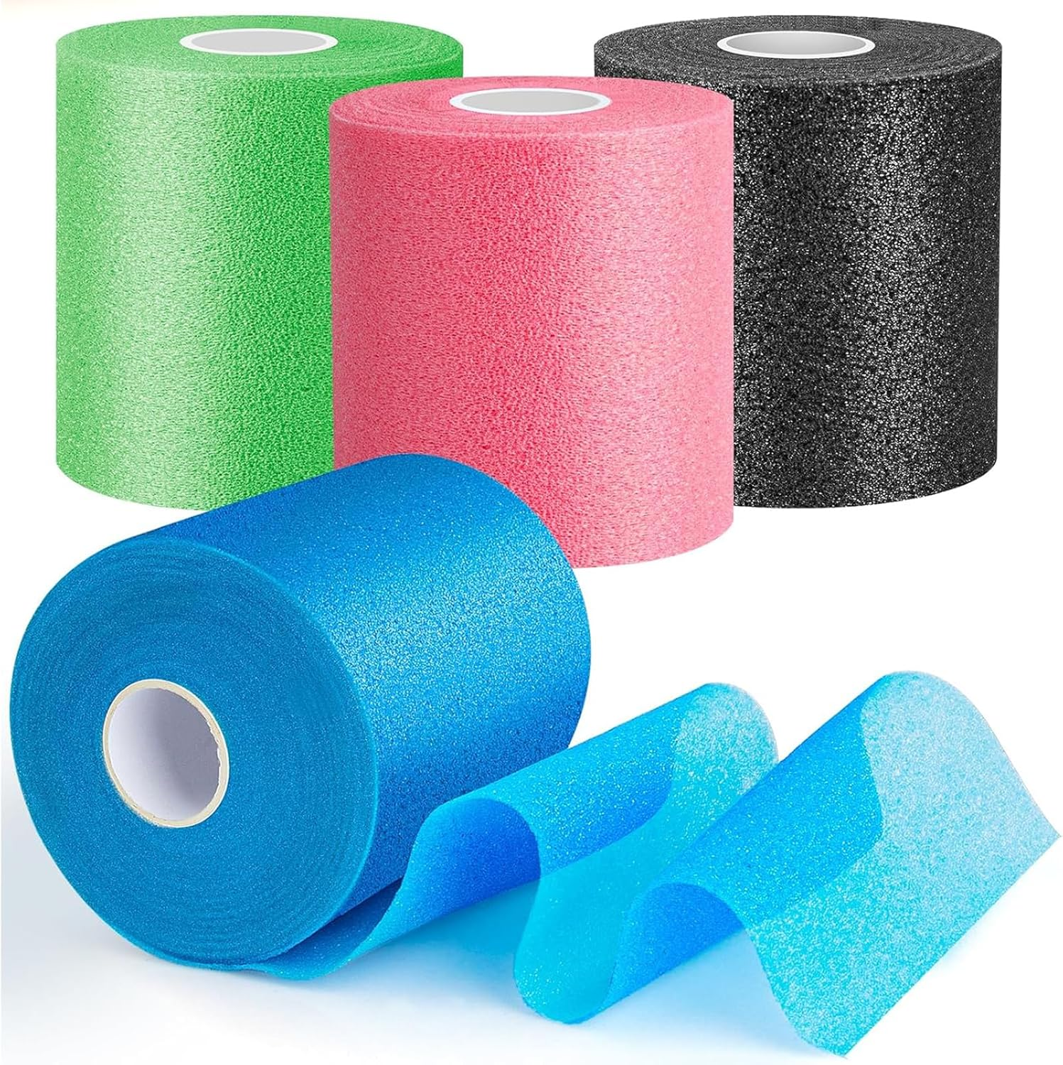 4 Pack Multi Color Pre Wrap for Hair & Sports, Athletic Tape Headbands, 2.76" X 12 Yds | MILIOG Prewrap Underwrap Tape image number 4