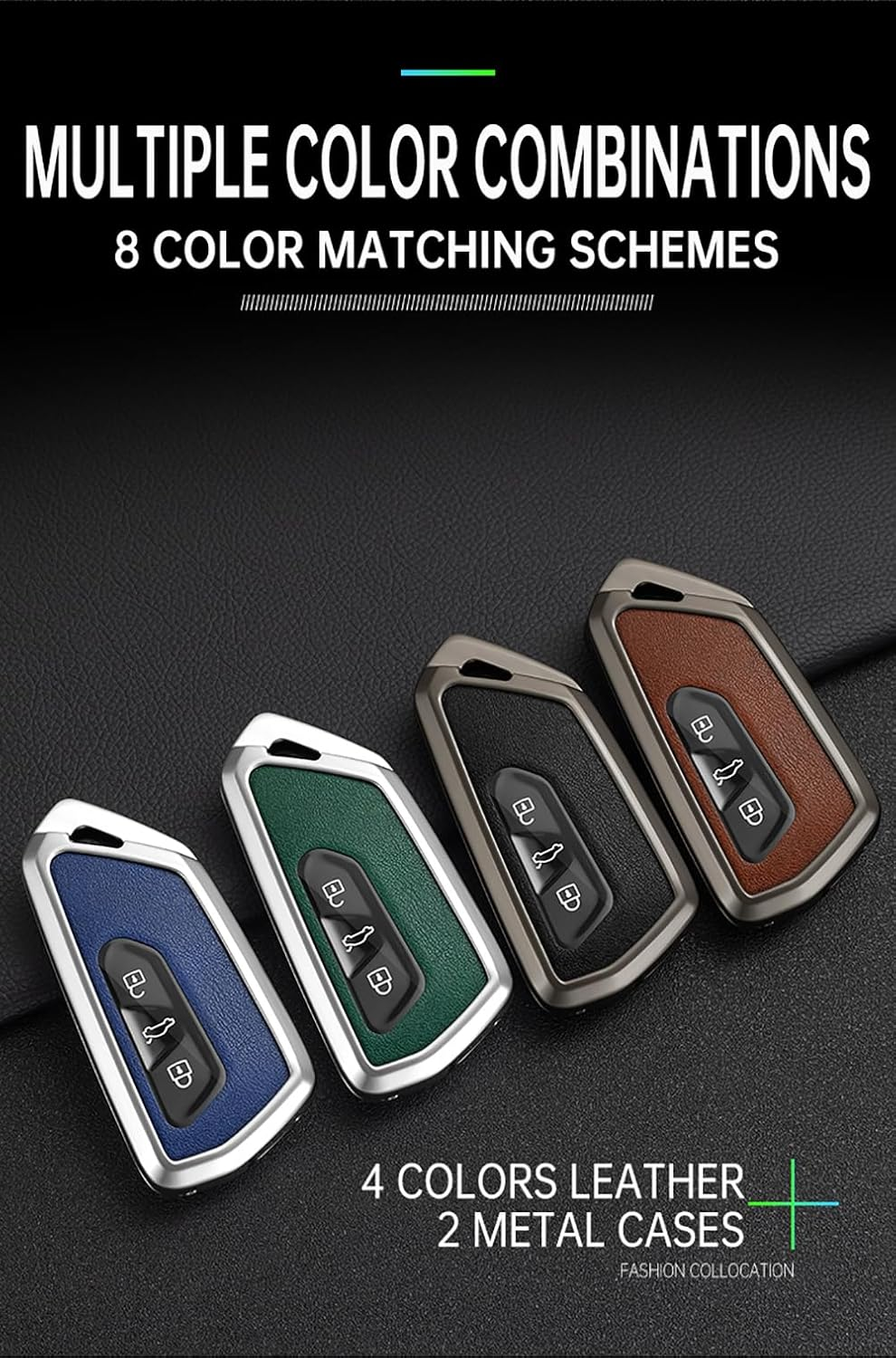 Smart Key Protector Key Cover Fit for VW Volkswagen Golf 8 MK8 GTI GTD ID.3 ID.4 Key Shell Fit for Seat Tarraco Ateca Cupra Formentor Leon Skoda Octavia 3 Buttons Key Fob Holder Silvery Brown