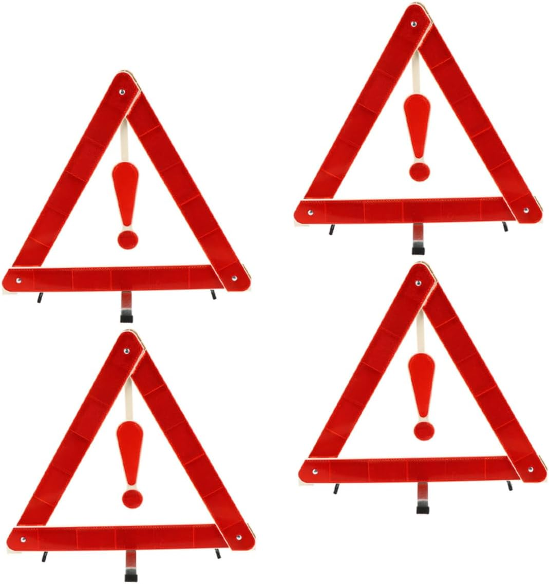ULTECHNOVO 4Pcs Auto Warning Triangles Car Safety Tripods 39X39Cm Reflective Road Safety Kit Vehicle Emergency Warning Signs for Travel and Roadside Use image number 4
