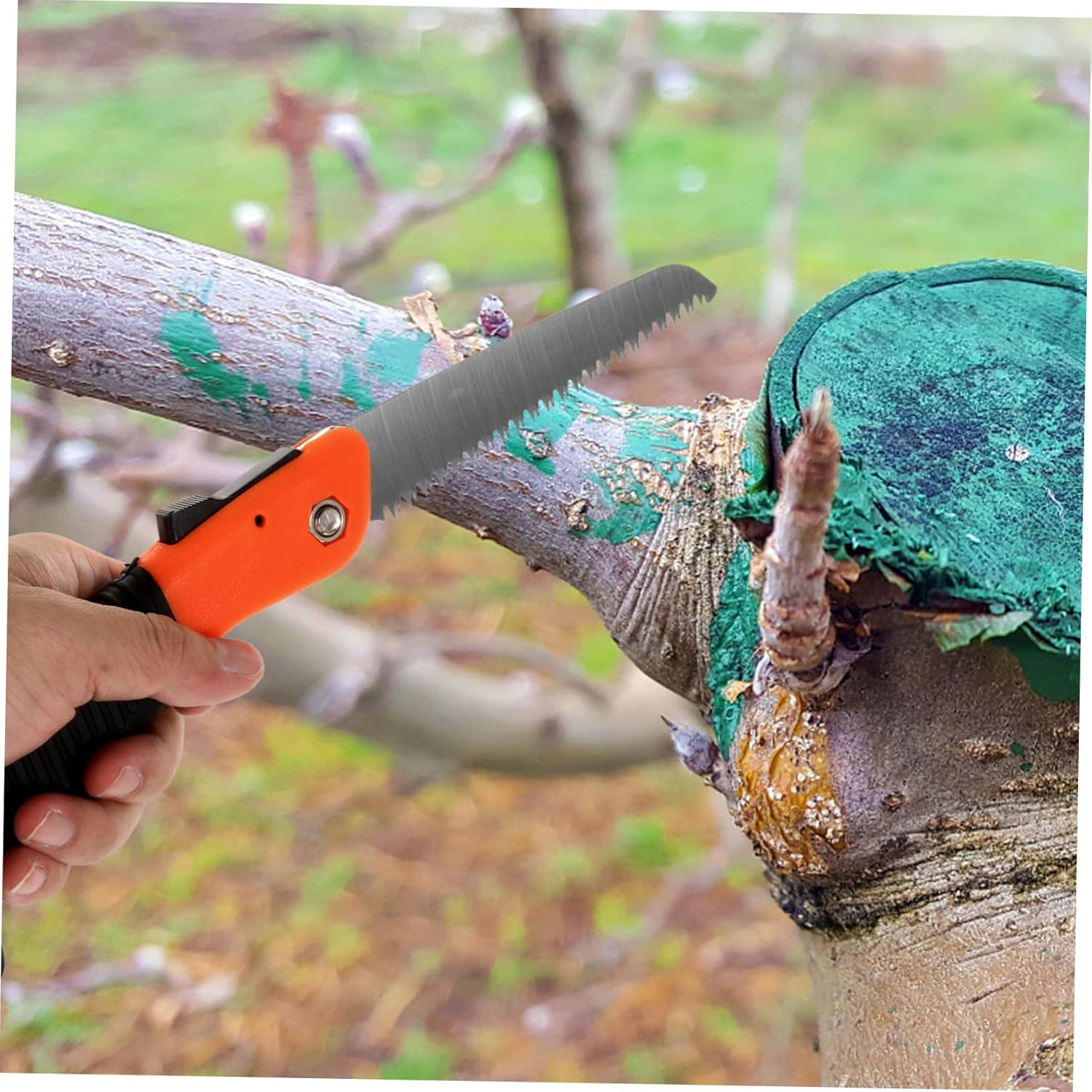 BCOATH Folding Pruning Saw Impact Hardened Blade for Dry Wood Cutting Versatile Woodworking Hand Saw for Camping Gardening and DIY Projects image number 1
