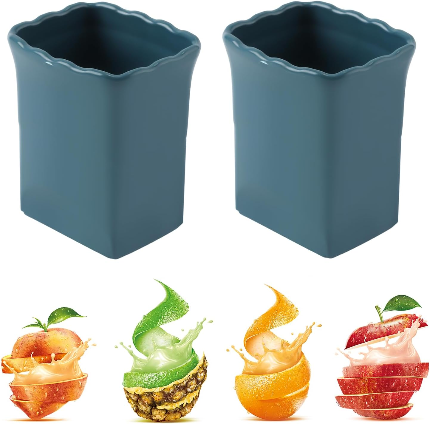 2Pcs Multifunctional Cup Slicer, Stainless Steel Fruit Slicer Cutter for Strawberry Banana Egg Vegetable Quickly Make Salad Kitchen Gadgets (Dark Blue) image number 6