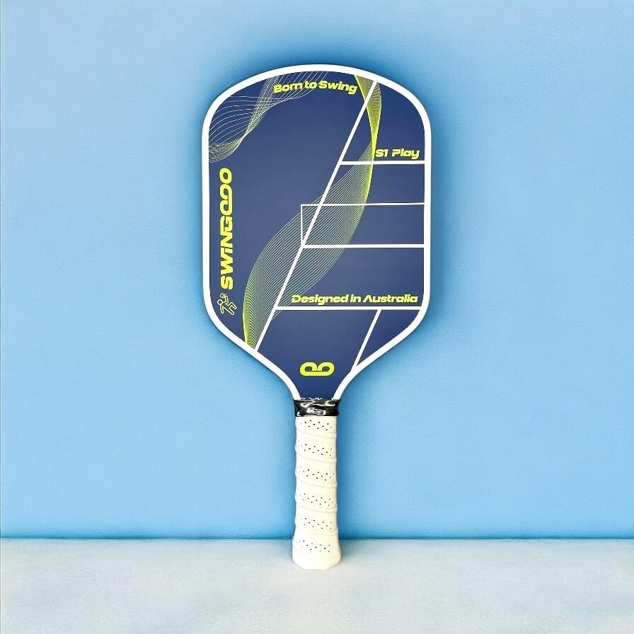 Swingooo S1 Play Pickleball Paddle &ndash; 12Mm Lightweight Fiberglass, Grit Surface, PP Honeycomb Core, 220G, Elongated Control Shape &ndash; Green/Blue image number 2