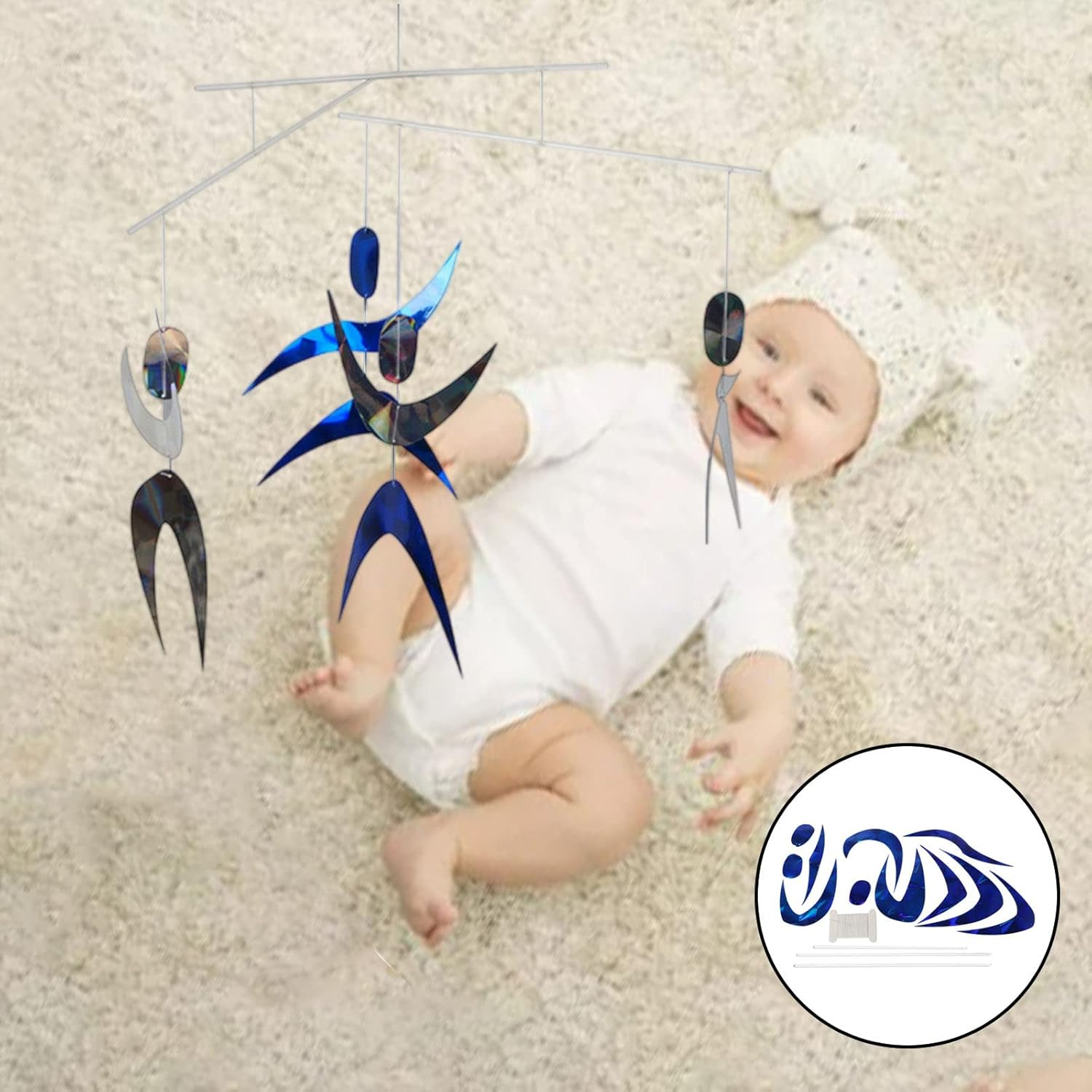 Baosity Newborn Crib Mobile Wind Chime Ceiling Decor Crafts Nursery Mobiles Montessori for Infant Stroller Photo Props 0-6 Months - DIY Material image number 4