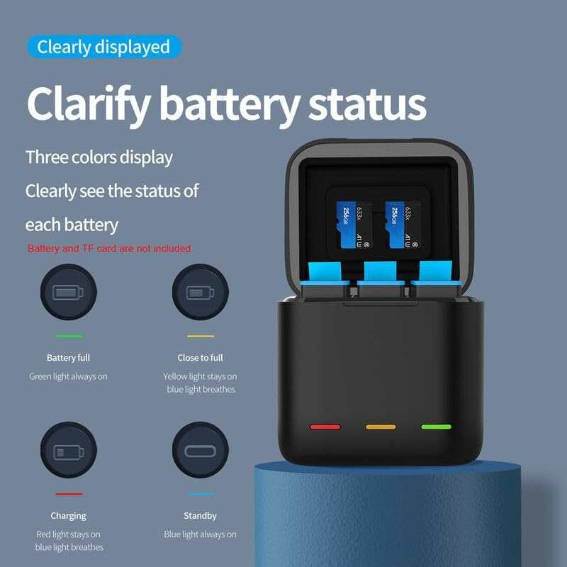 Camgo Telesin 3 Channel Storage Battery Charger Box for Gopro Hero 13 Black image number 6